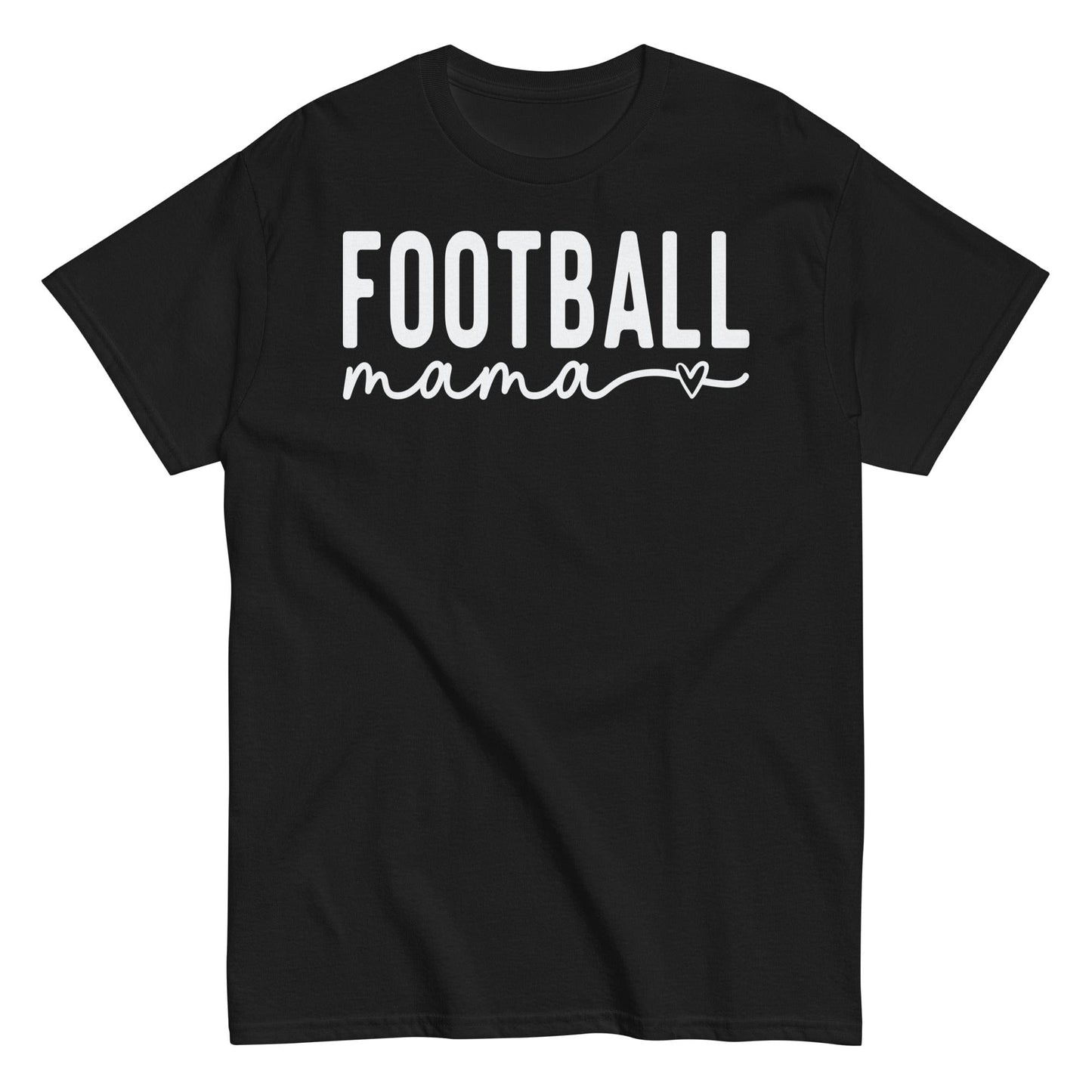 Football Mama Shirt - Bold Text with Heart - White Font Black / S Spirit Gear Collective T-Shirt