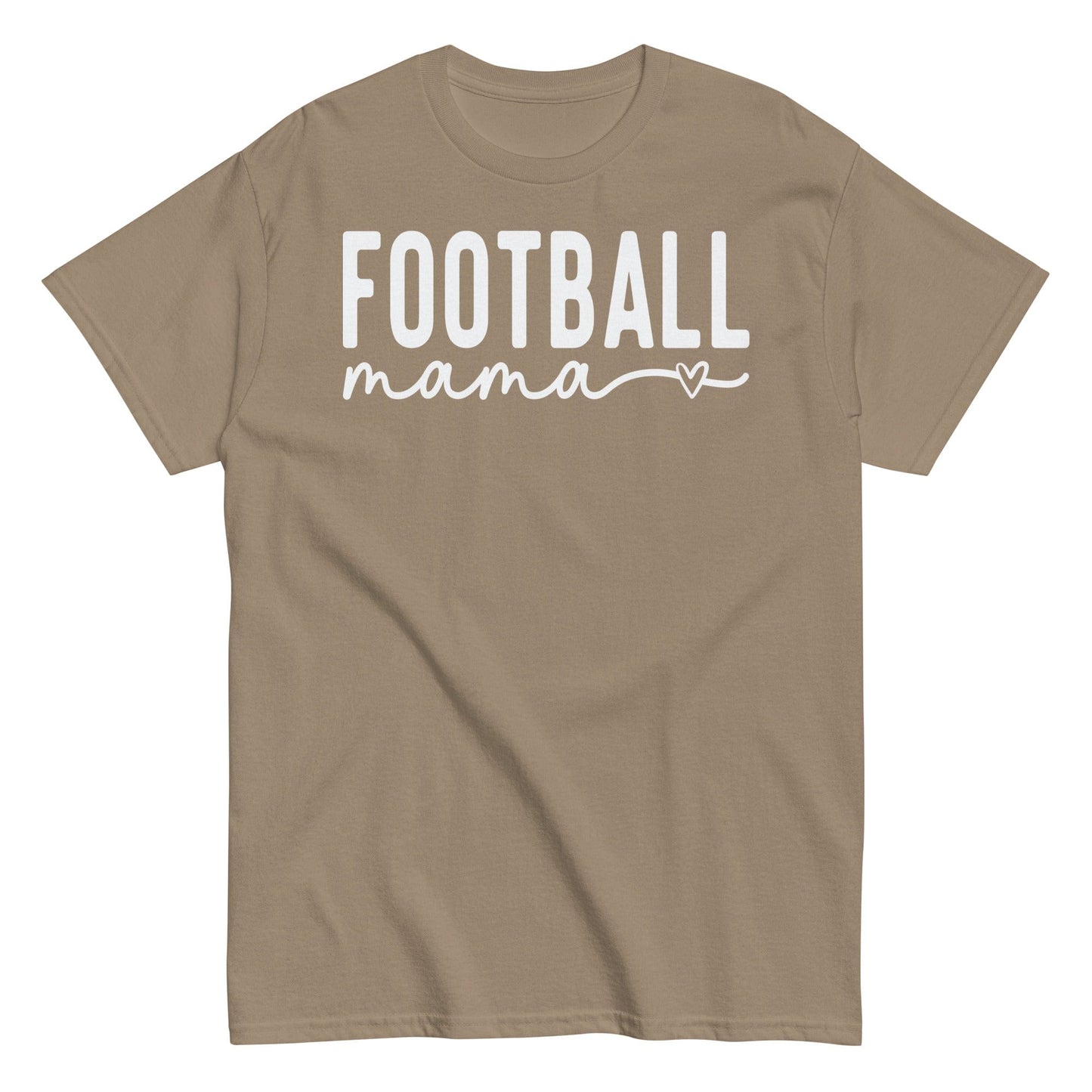 Football Mama Shirt - Bold Text with Heart - White Font Brown Savana / S Spirit Gear Collective T-Shirt
