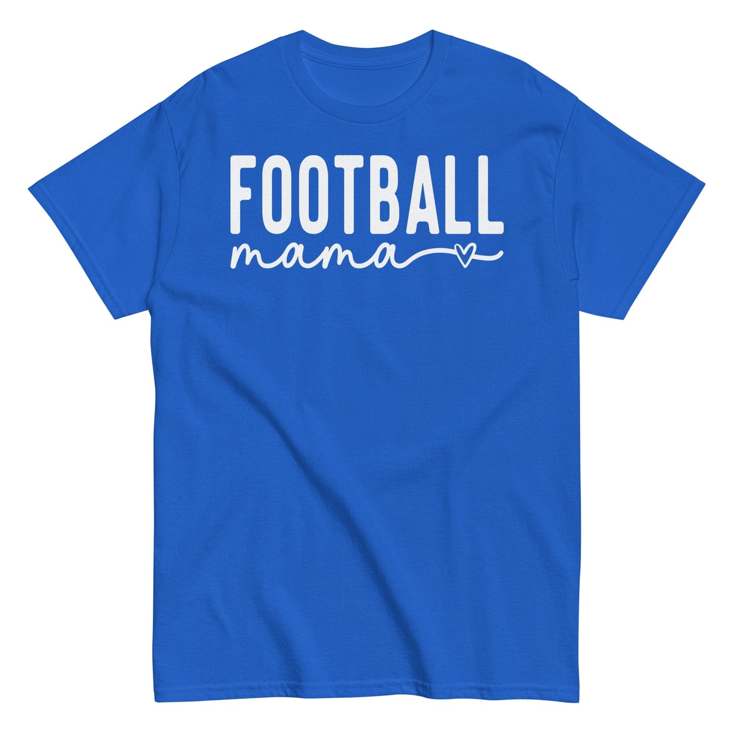 Football Mama Shirt - Bold Text with Heart - White Font Royal / S Spirit Gear Collective T-Shirt