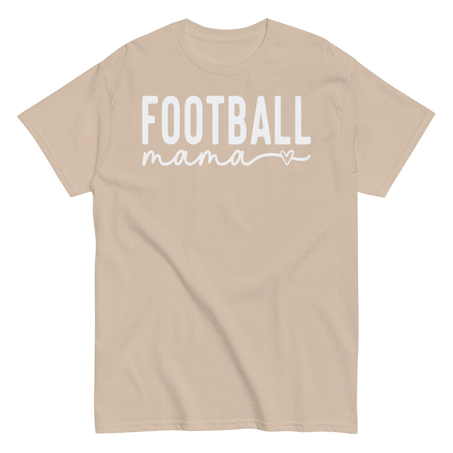Football Mama Shirt - Bold Text with Heart - White Font Sand / S Spirit Gear Collective T-Shirt
