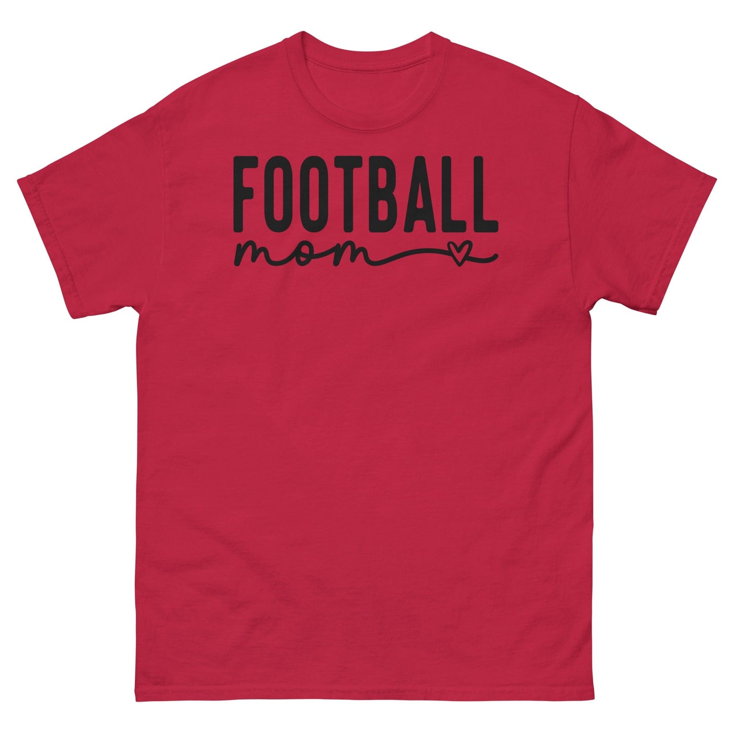 Football Mom Shirt - Bold Text with Heart - Black Text Cardinal / S Spirit Gear Collective T-Shirt