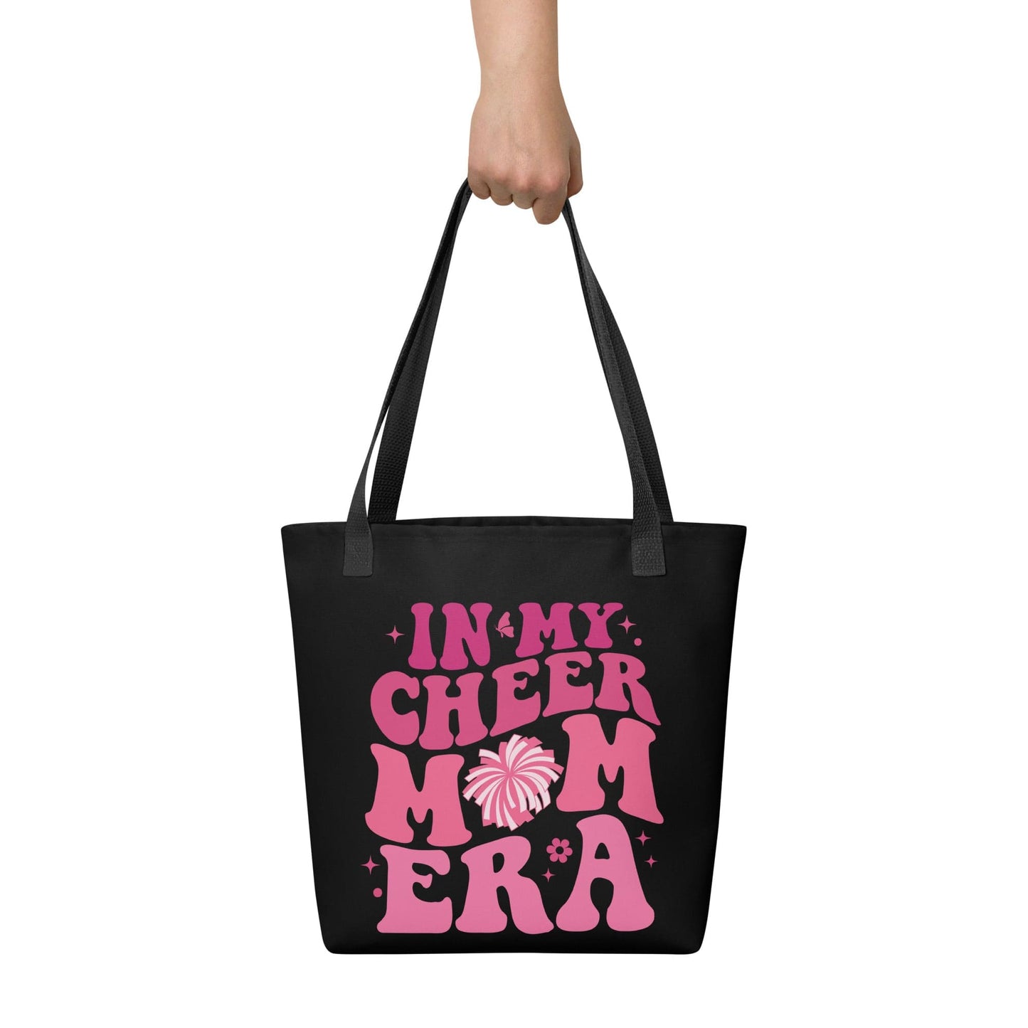 In My Cheer Mom Era – Black Tote Bag Spirit Gear Collective tote bag