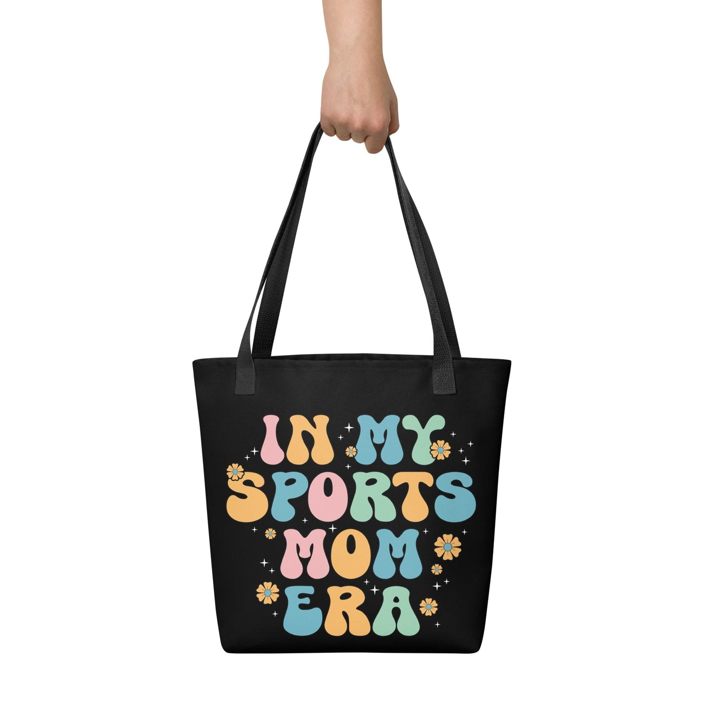 In My Sports Mom Era – Black Tote Bag Spirit Gear Collective tote bag