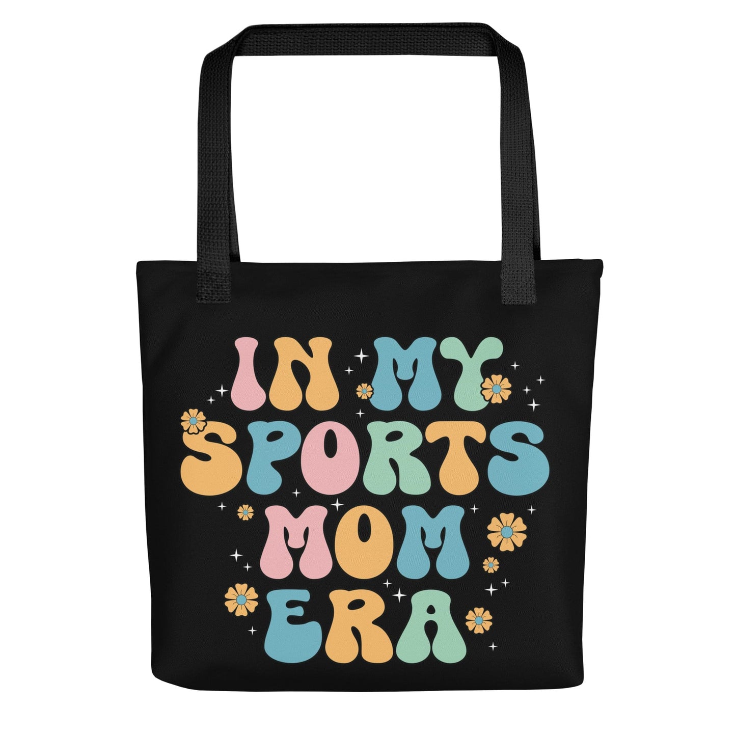 In My Sports Mom Era – Black Tote Bag Spirit Gear Collective tote bag