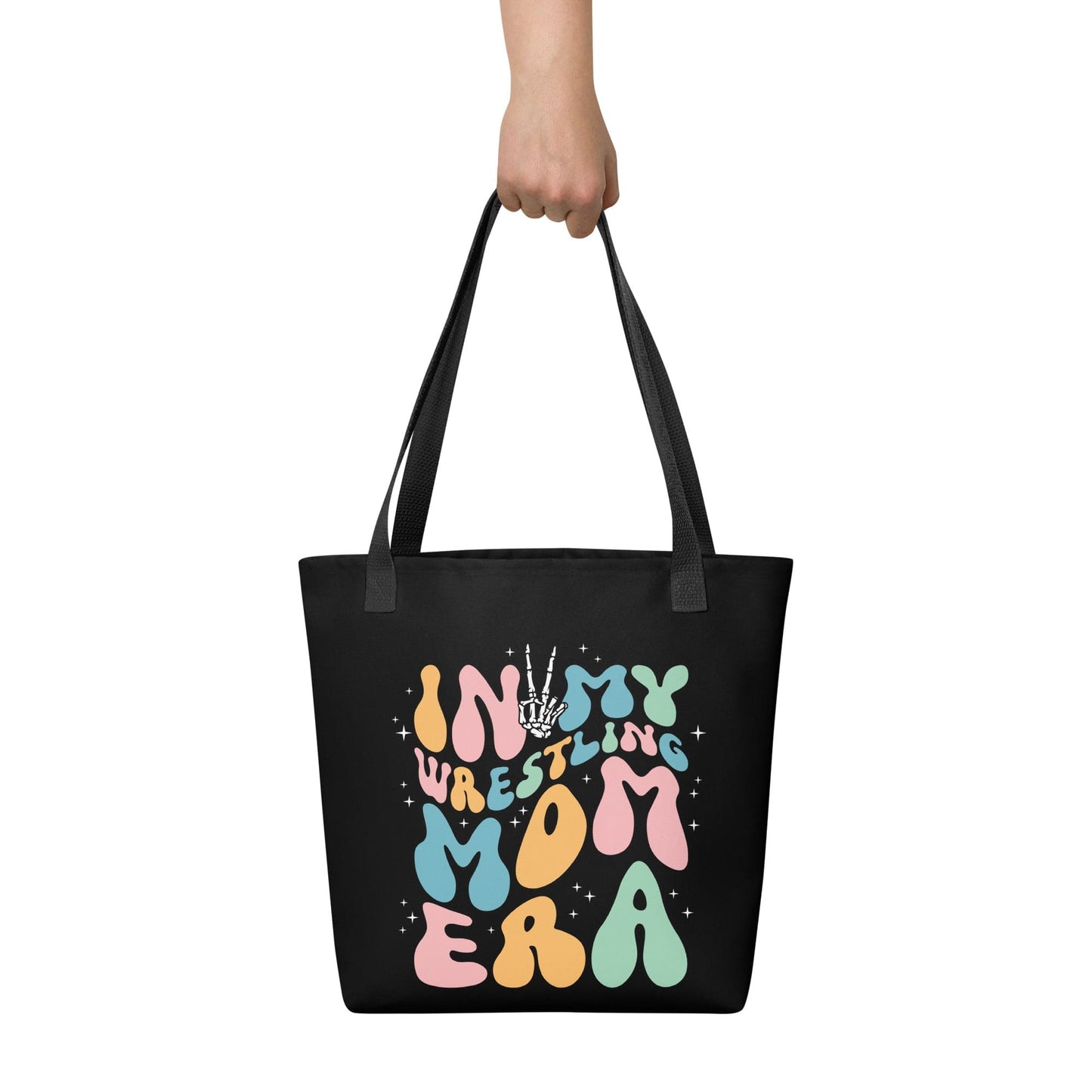 In My Wrestling Mom Era – Black Tote Bag Spirit Gear Collective tote bag