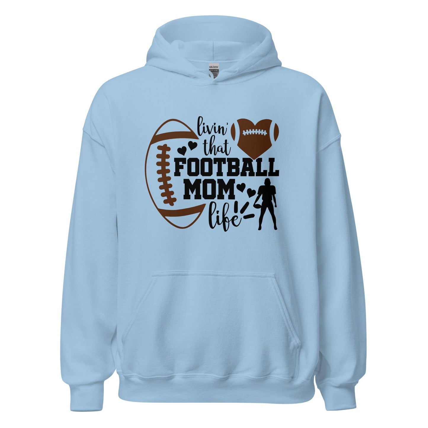 Living That Football Mom Life Hoodie Light Blue / S Spirit Gear Collective Hoodie