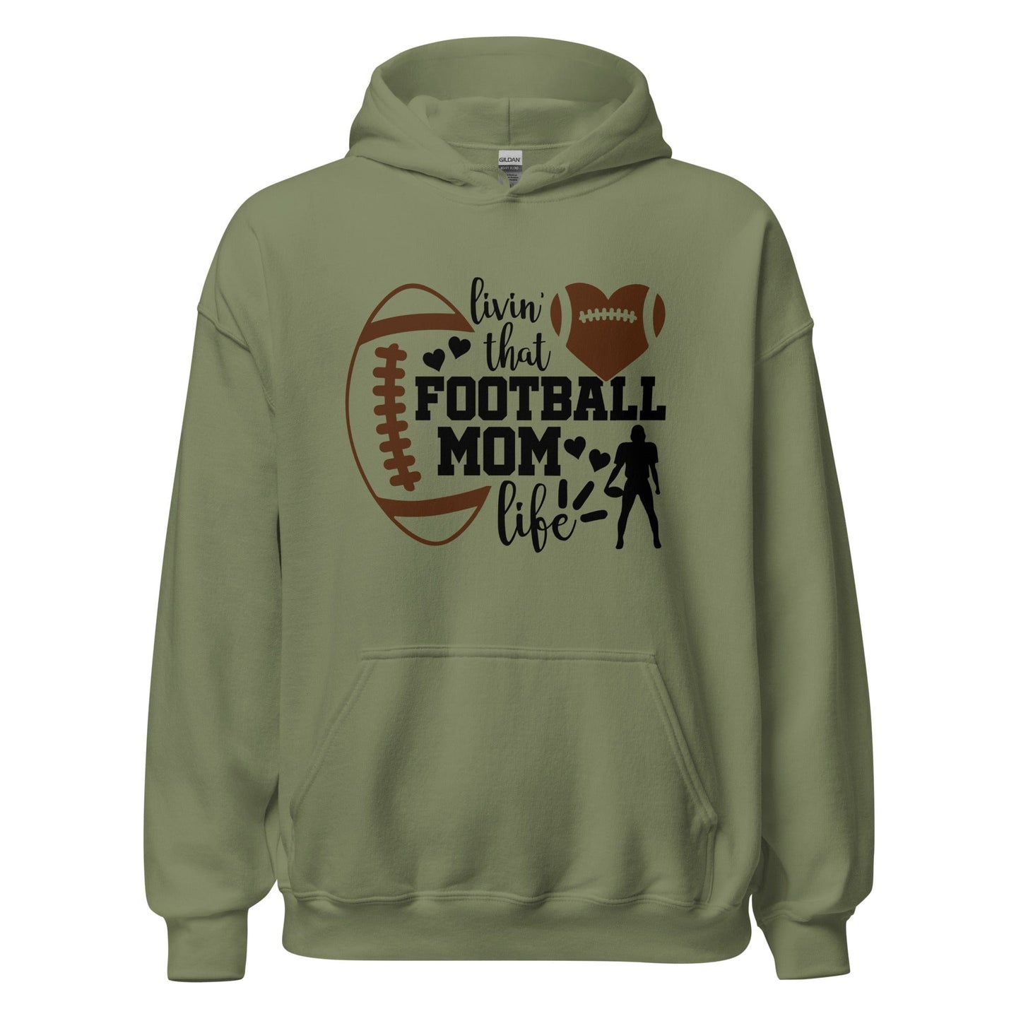 Living That Football Mom Life Hoodie Military Green / S Spirit Gear Collective Hoodie