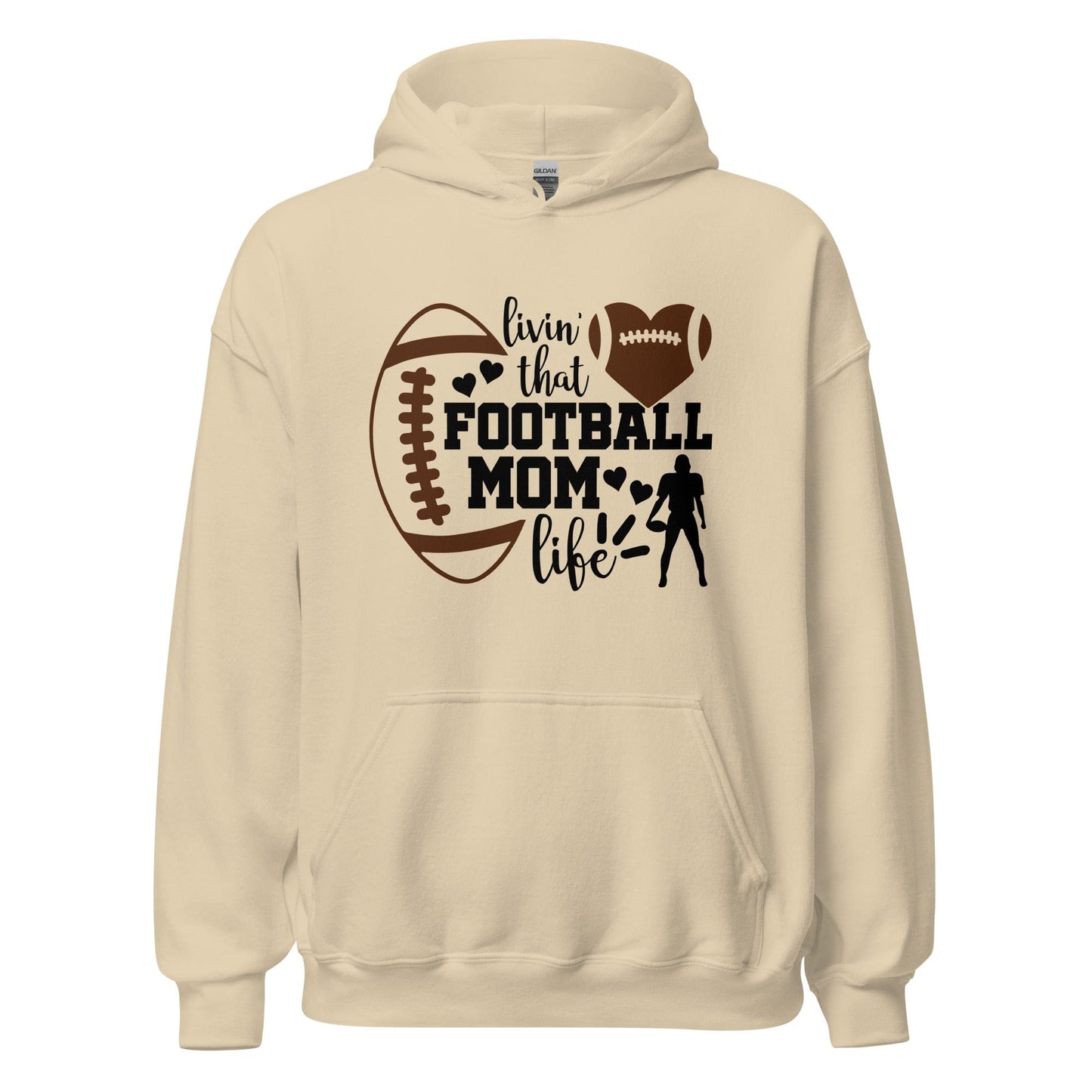 Living That Football Mom Life Hoodie Sand / S Spirit Gear Collective Hoodie