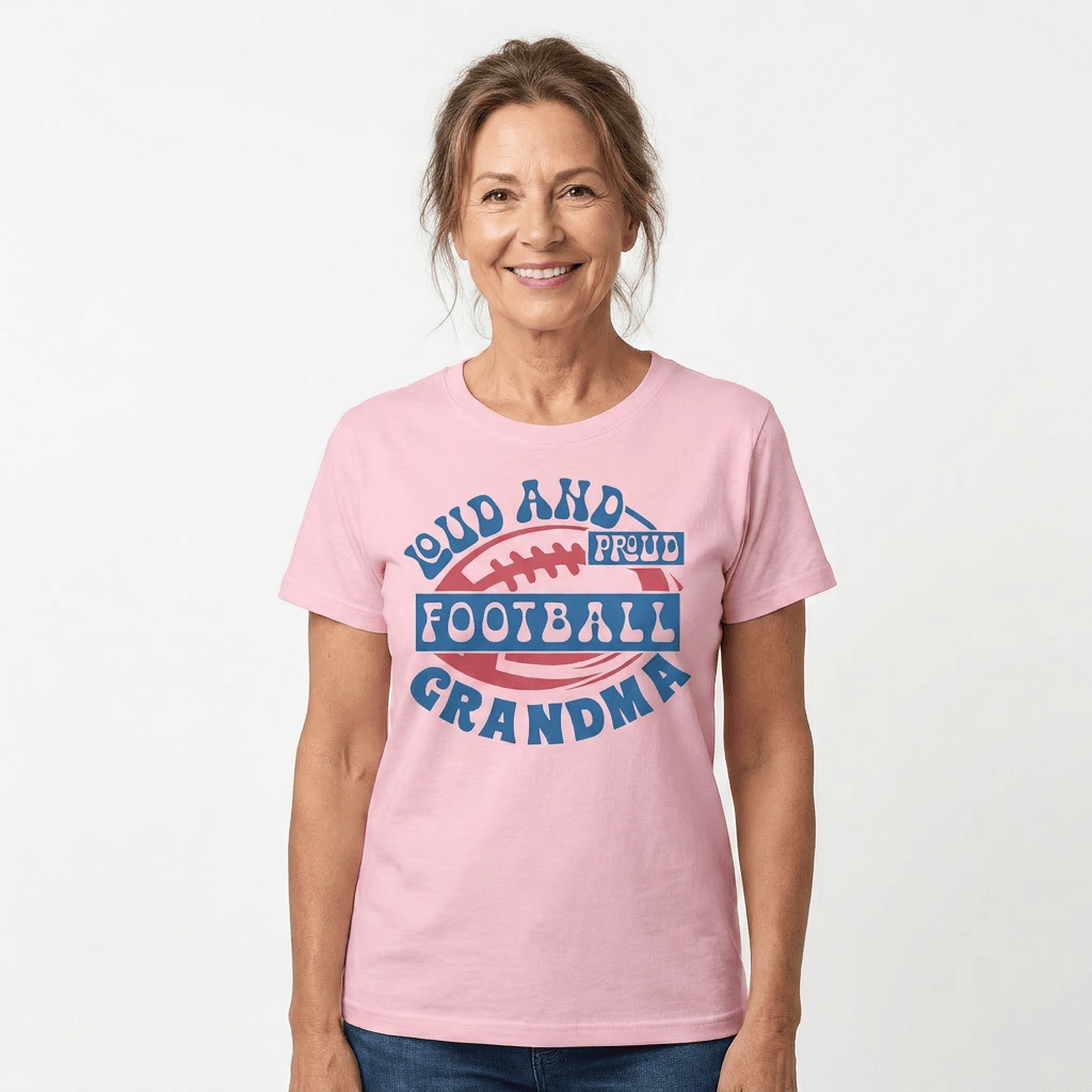 Loud and Proud Football Grandma T-Shirt – Funny Football Grandma Game Day Tee Spirit Gear Collective T-Shirt