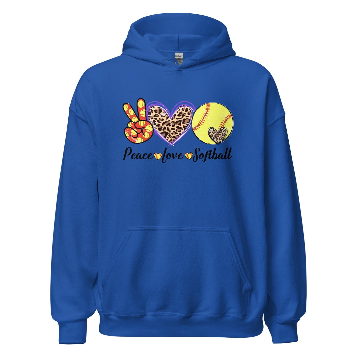 Peace Love Softball Hoodie Royal / S Spirit Gear Collective Hoodie