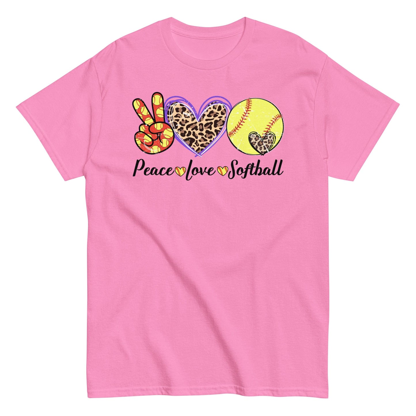 Peace Love Softball Shirt Azalea / S Spirit Gear Collective T-Shirt