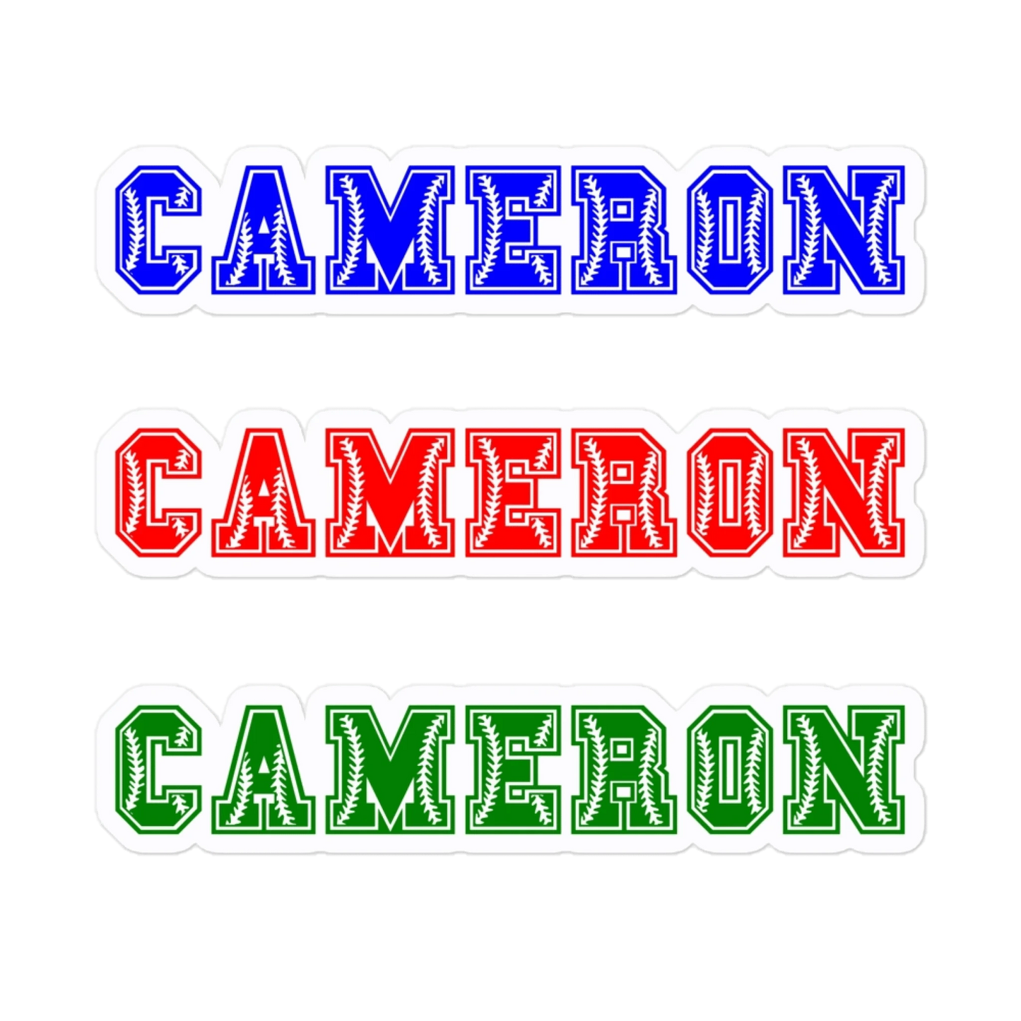 Personalized Baseball and Softball Name Sticker Sheet | 3 Custom Names Per Sheet Personalized Baseball/Softball Themed Stickers / White / 5.5″×5.5″ Spirit Gear Collective Personalized Baseball/Softball Sticker