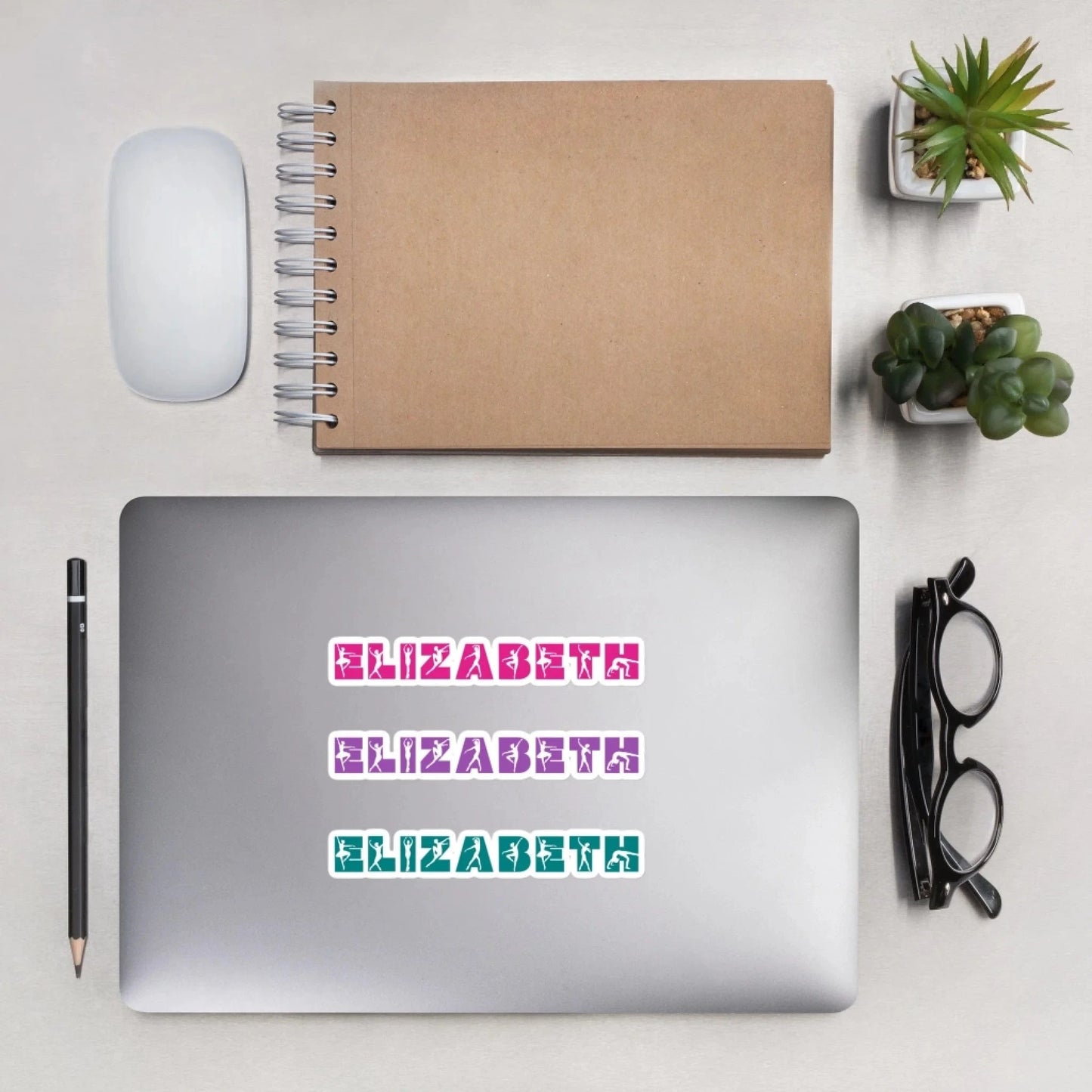 Personalized Dance Name Sticker Sheet | 3 Custom Names with Dancer Silhouette Font Personalized Dance Themed Stickers / White / 5.5″×5.5″ Spirt Gear Collective Personalized Dance Sticker