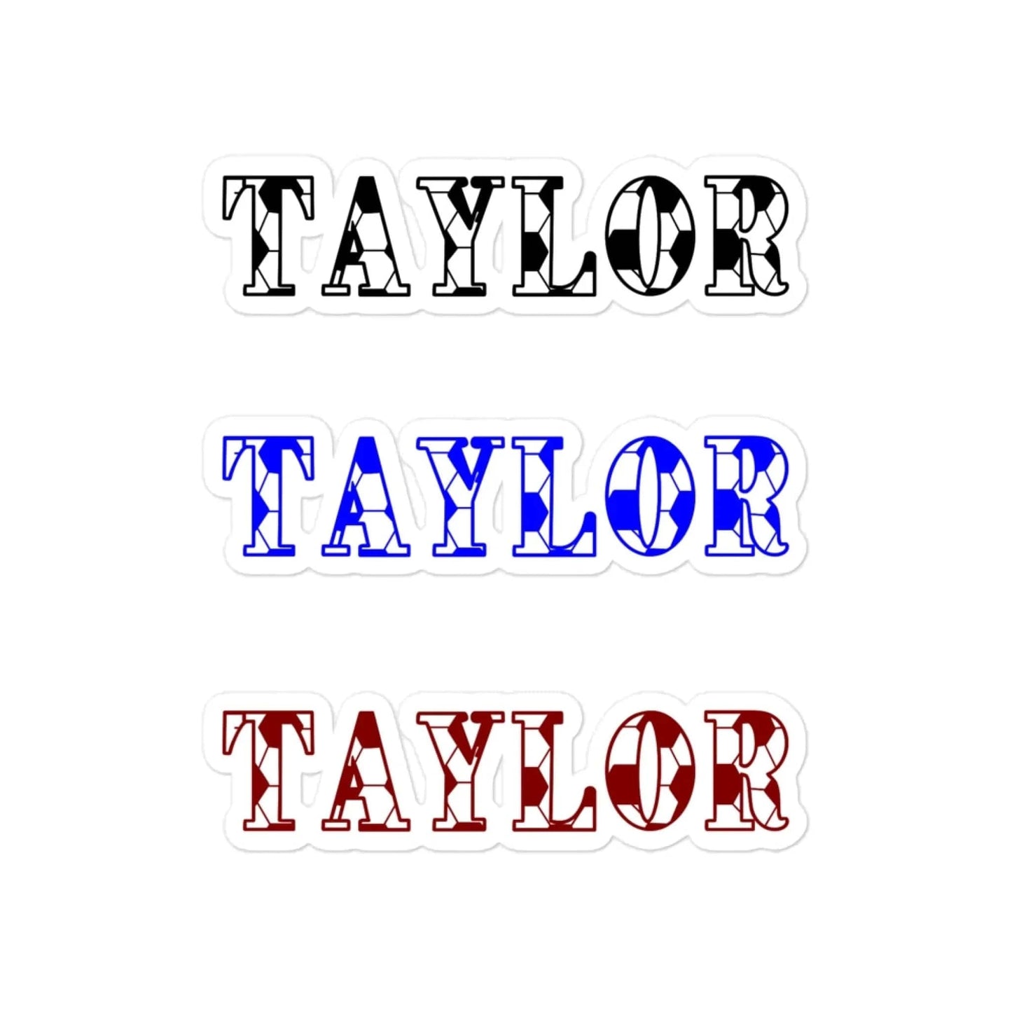 Personalized Soccer Name Sticker Sheet | 3 Custom Names Per Sheet Personalized Soccer Themed Stickers / White / 5.5″×5.5″ Spirit Gear Collective Personalized Soccer Name Stickers