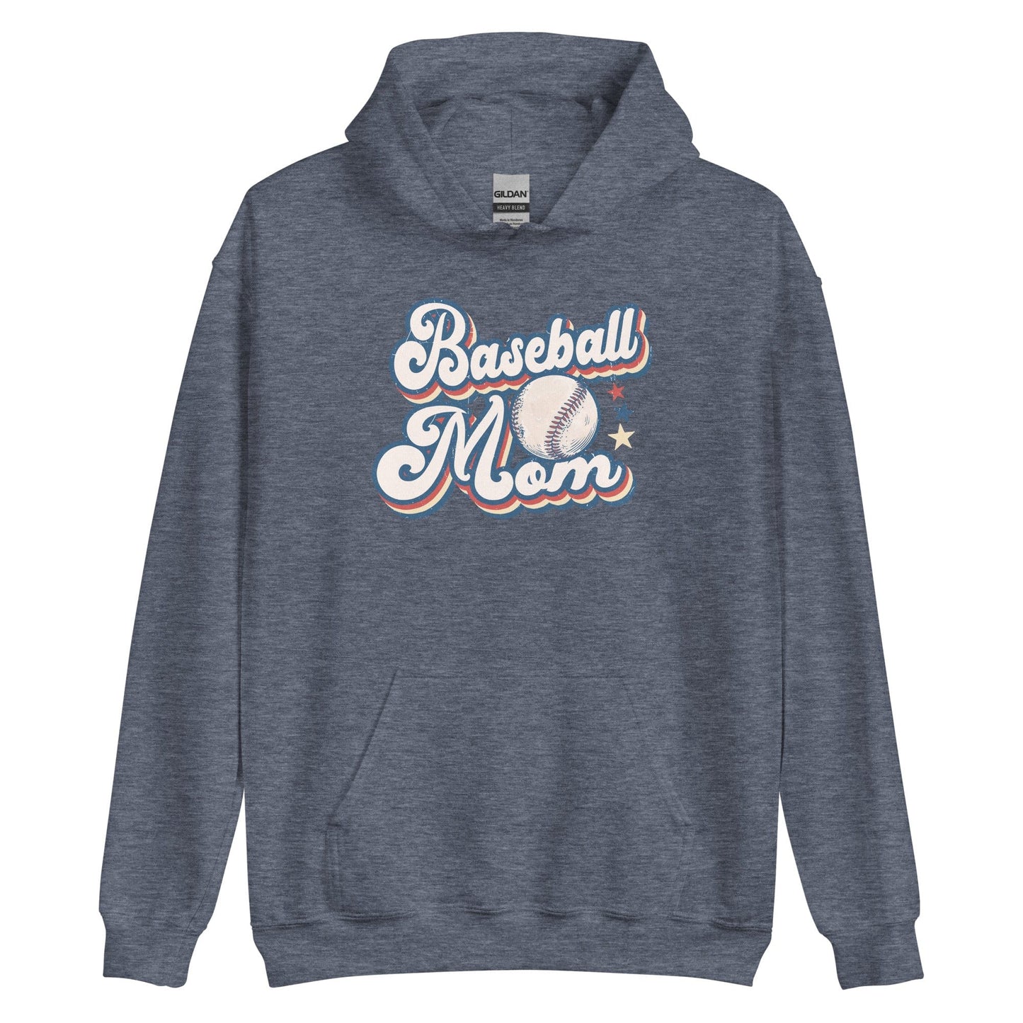 Retro Baseball Mom Hoodie – Sporty & Fun for Game Days Heather Sport Dark Navy / S Spirit Gear Collective Hoodie
