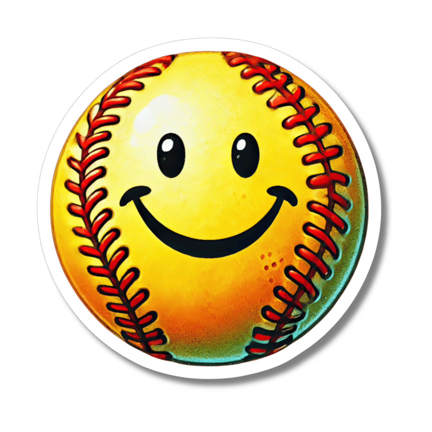 Smiley Face Softball Sticker Spirit Gear Collective Sticker
