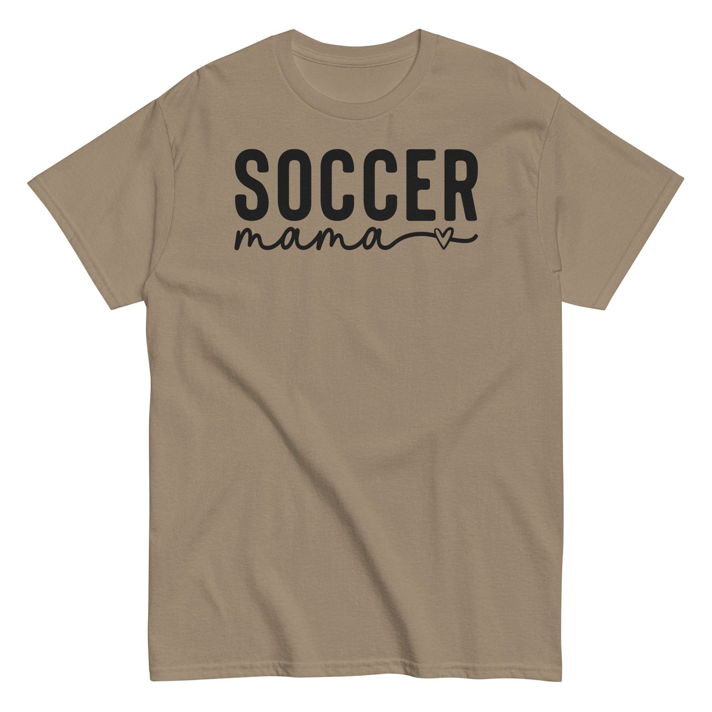 Soccer Mama Shirt with Heart - Black Text Brown Savana / S Spirit Gear Collective T-Shirt