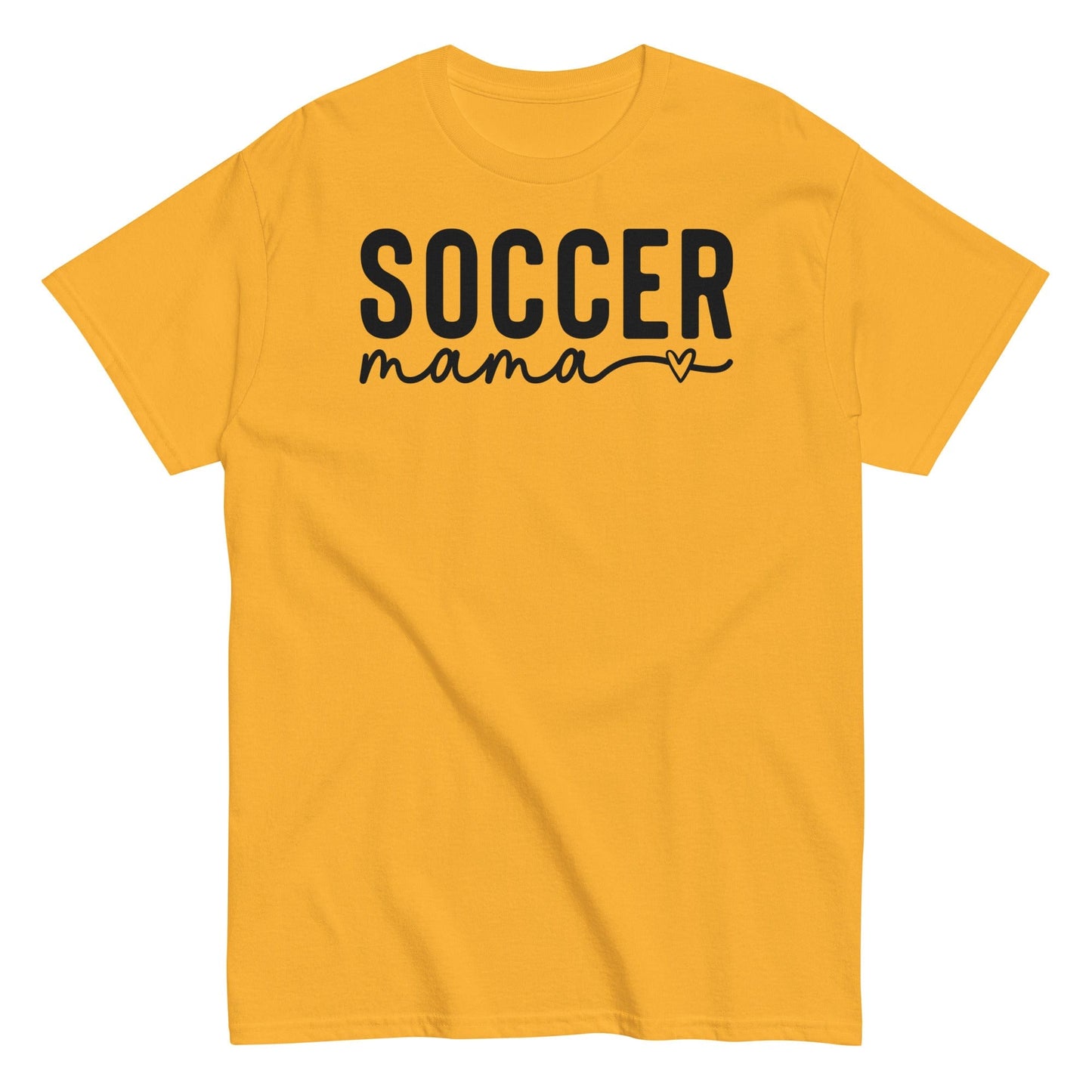 Soccer Mama Shirt with Heart - Black Text Gold / S Spirit Gear Collective T-Shirt