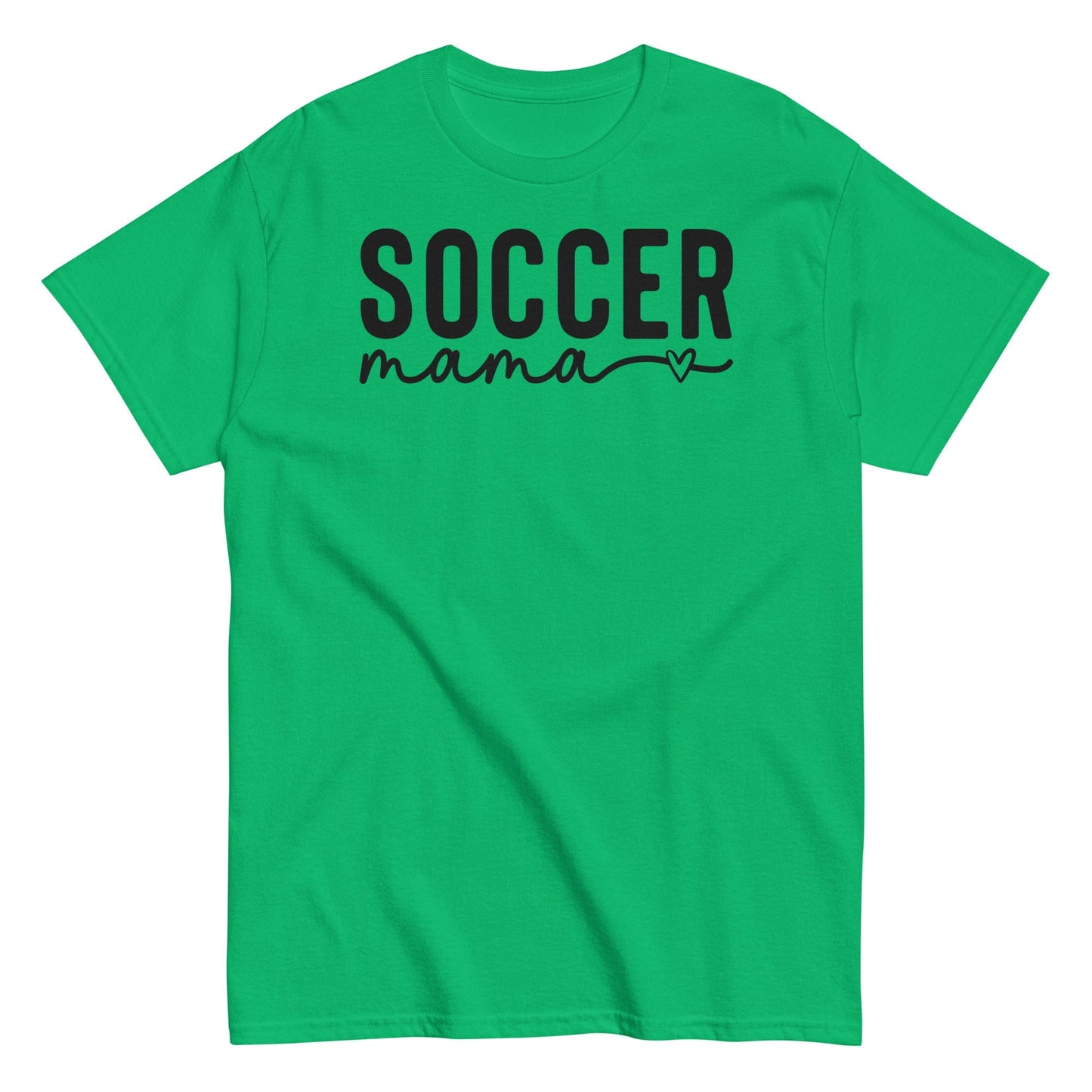 Soccer Mama Shirt with Heart - Black Text Irish Green / S Spirit Gear Collective T-Shirt