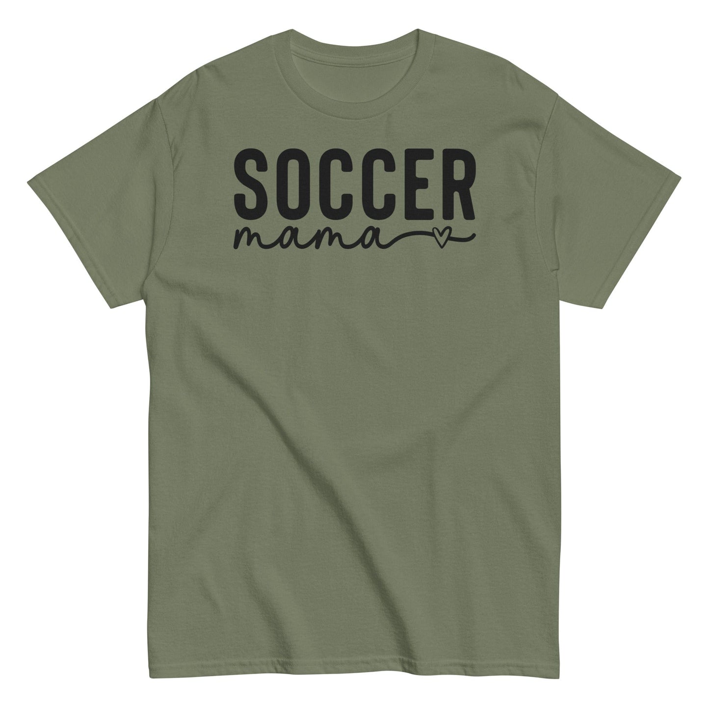 Soccer Mama Shirt with Heart - Black Text Military Green / S Spirit Gear Collective T-Shirt