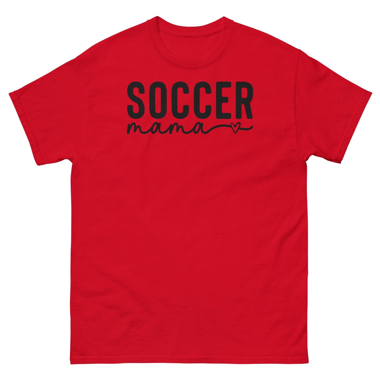 Soccer Mama Shirt with Heart - Black Text Red / S Spirit Gear Collective T-Shirt