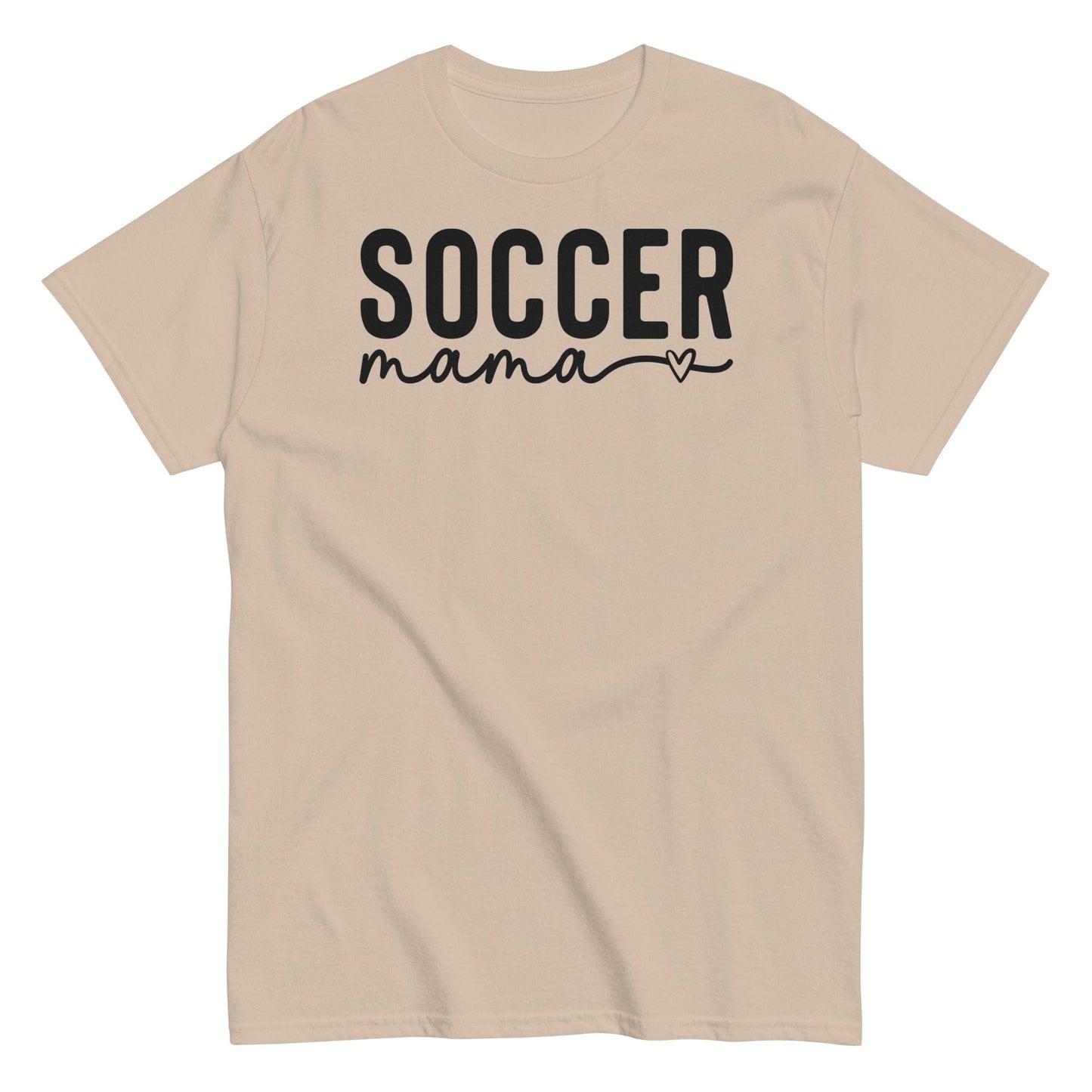 Soccer Mama Shirt with Heart - Black Text Sand / S Spirit Gear Collective T-Shirt