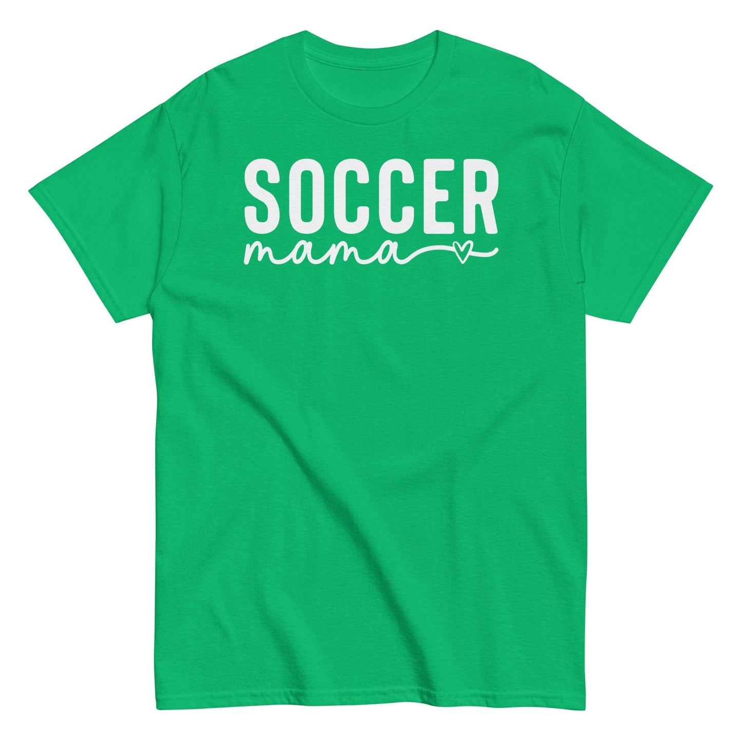Soccer Mama Shirt with Heart - White Text Irish Green / S Spirit Gear Collective T-Shirt