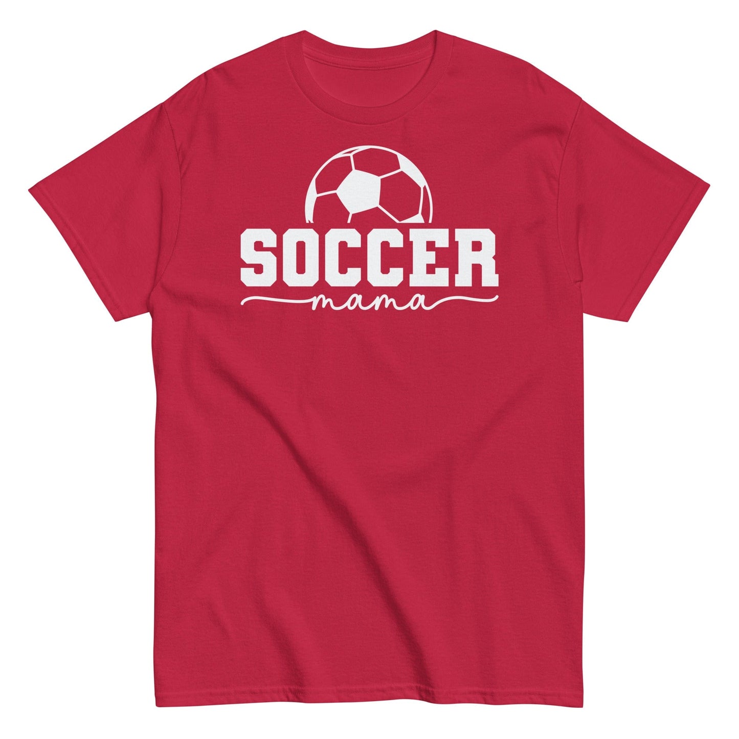 Soccer Mama Shirt with Soccer Ball - White Text Cardinal / S Spirit Gear Collective T-Shirt
