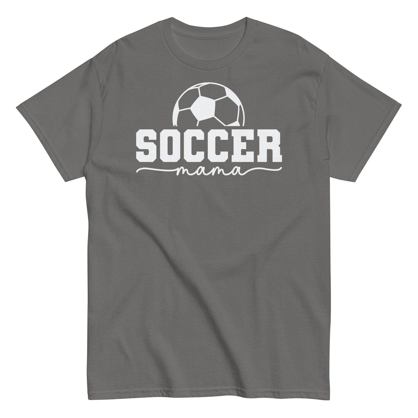 Soccer Mama Shirt with Soccer Ball - White Text Charcoal / S Spirit Gear Collective T-Shirt