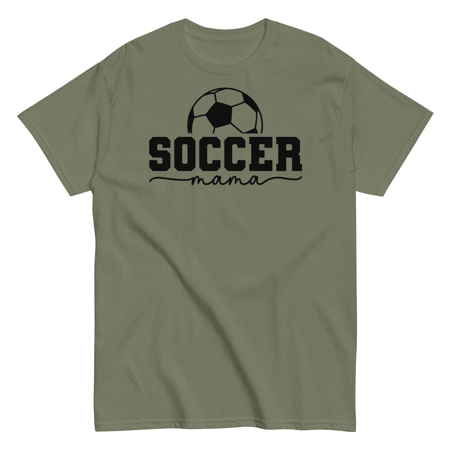 Soccer Mama T-Shirt - Bold Black Text and Soccer Ball Military Green / S Spirit Gear Collective T-Shirt