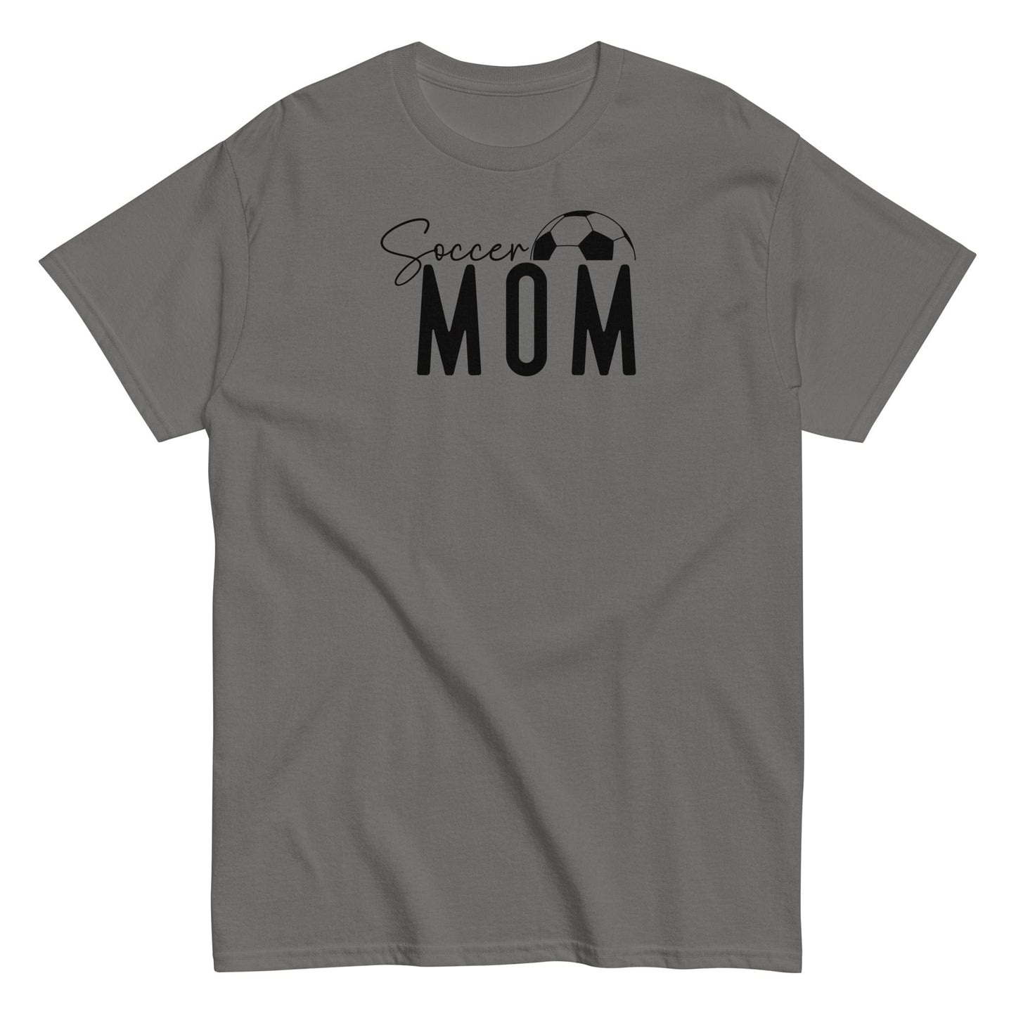 Soccer Mom Shirt - Bold Black Text and Soccer Ball Charcoal / S Spirit Gear Collective T-Shirt