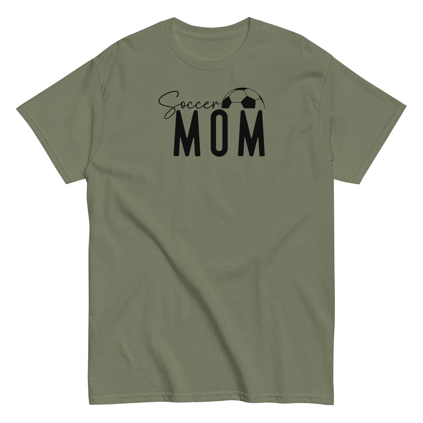 Soccer Mom Shirt - Bold Black Text and Soccer Ball Military Green / S Spirit Gear Collective T-Shirt