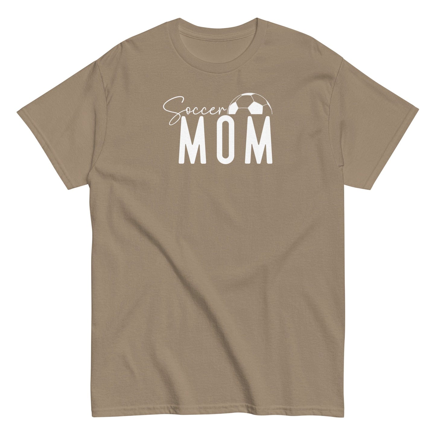 Soccer Mom Shirt - Bold White Text and Soccer Ball Brown Savana / S Spirit Gear Collective T-Shirt