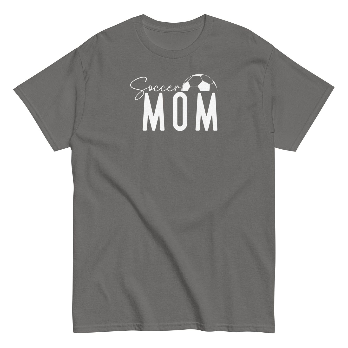 Soccer Mom Shirt - Bold White Text and Soccer Ball Charcoal / S Spirit Gear Collective T-Shirt