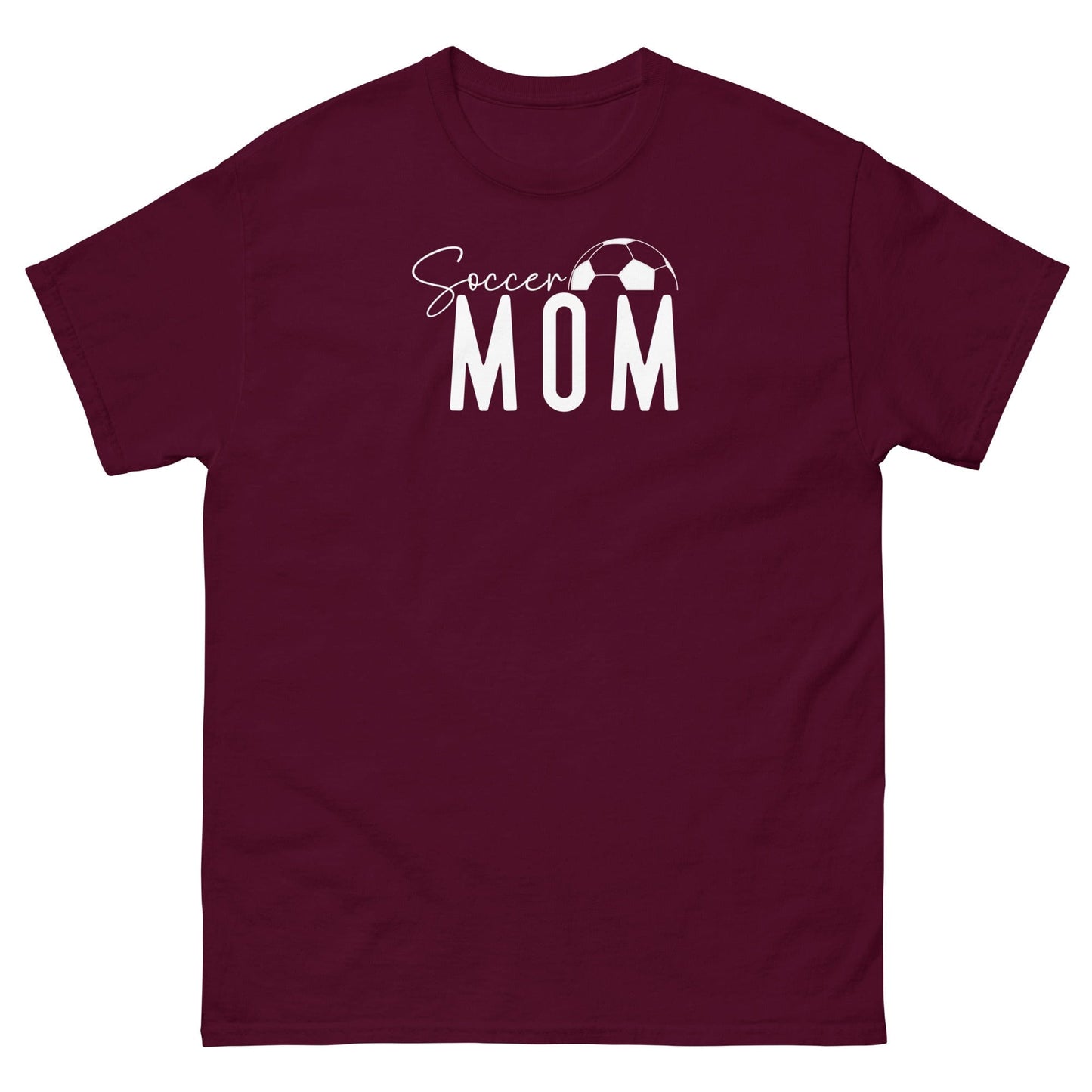 Soccer Mom Shirt - Bold White Text and Soccer Ball Maroon / S Spirit Gear Collective T-Shirt