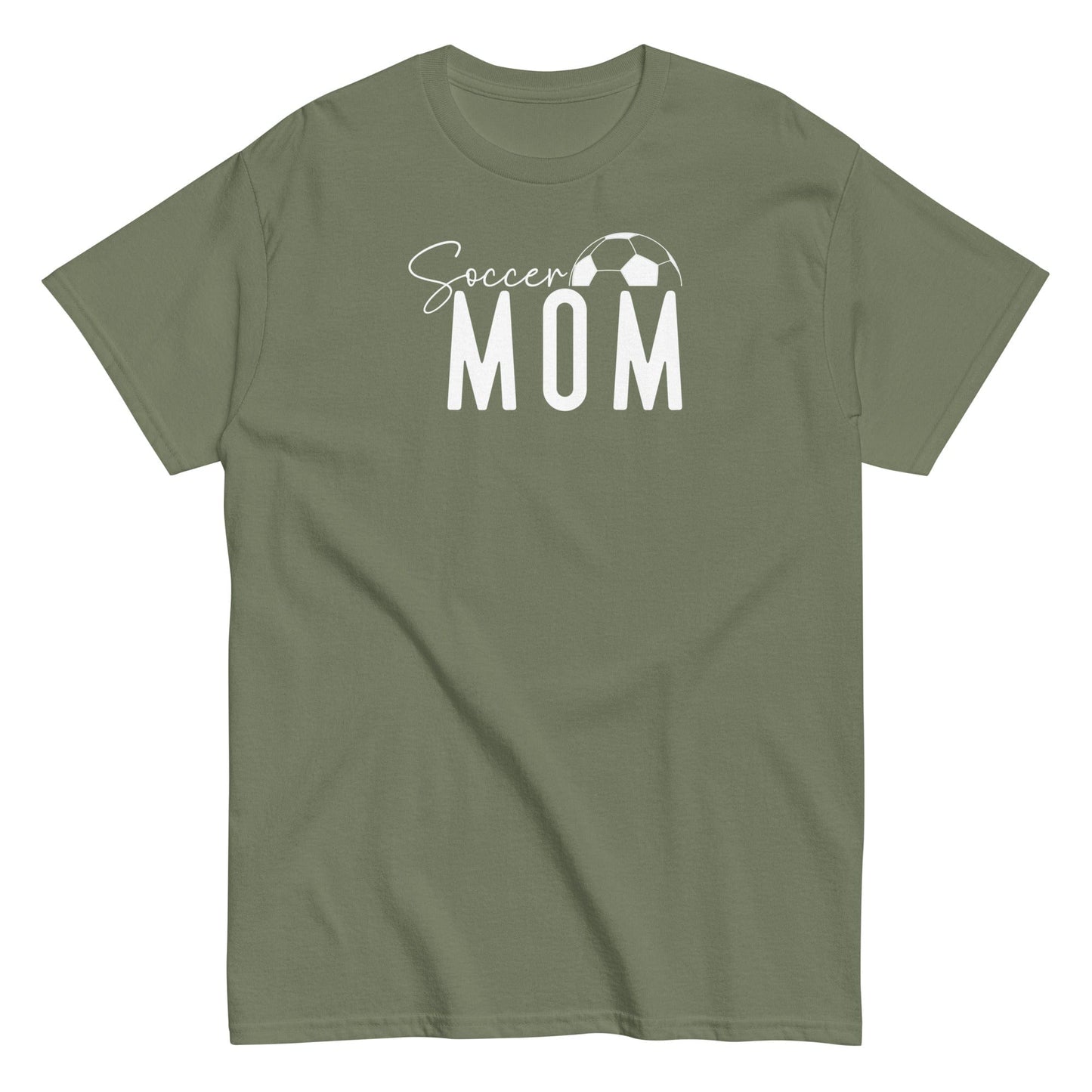 Soccer Mom Shirt - Bold White Text and Soccer Ball Military Green / S Spirit Gear Collective T-Shirt