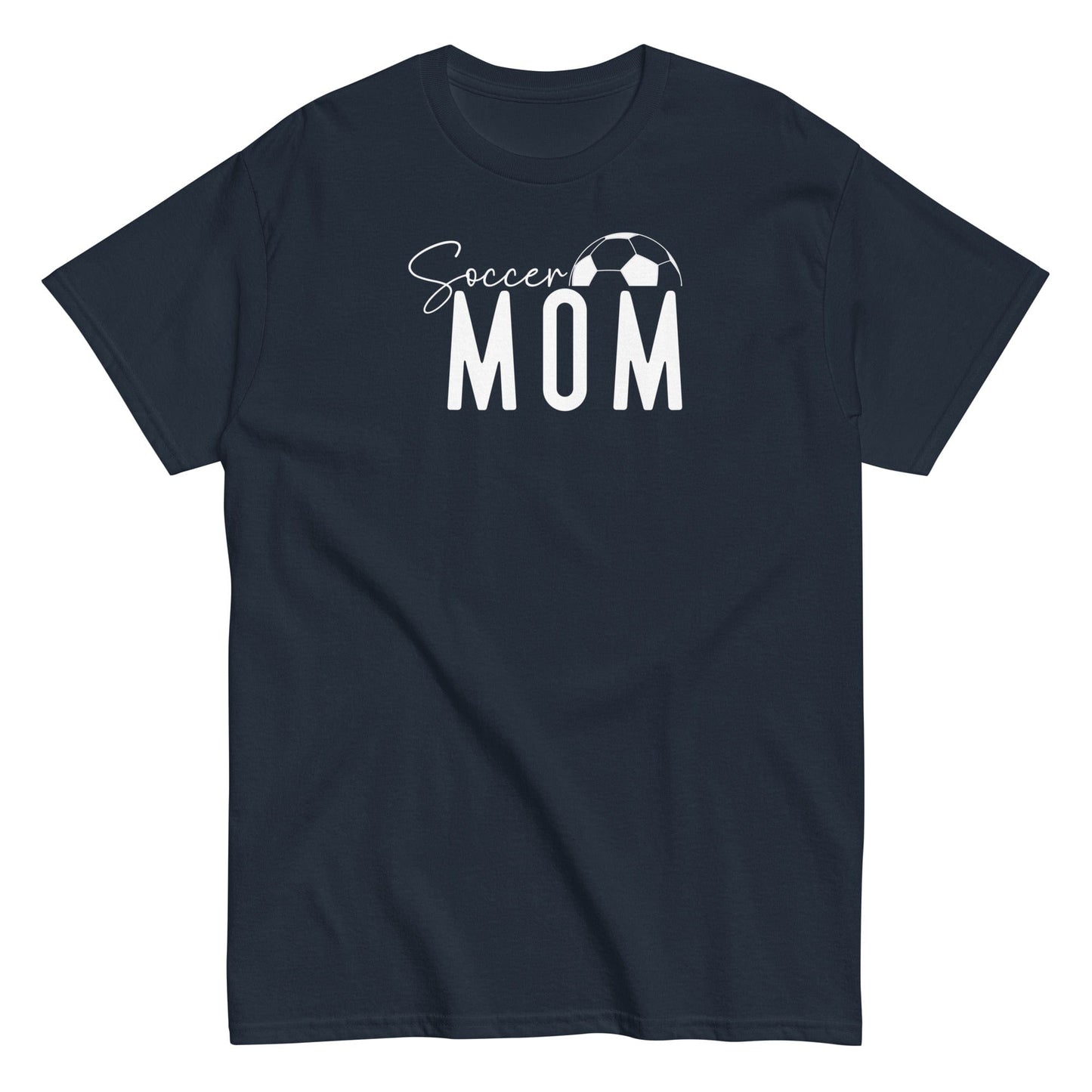 Soccer Mom Shirt - Bold White Text and Soccer Ball Navy / S Spirit Gear Collective T-Shirt