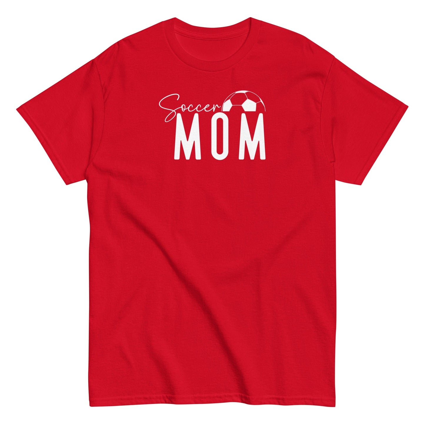 Soccer Mom Shirt - Bold White Text and Soccer Ball Red / S Spirit Gear Collective T-Shirt