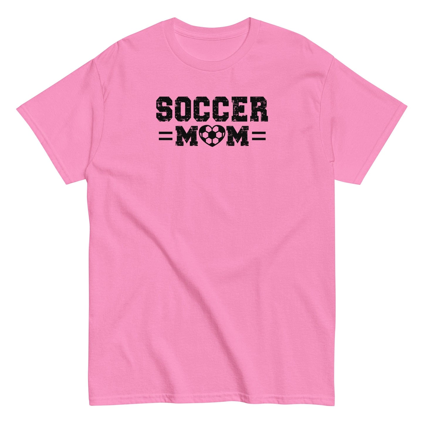 Soccer Mom Shirt – Distressed Text with Soccer Heart Design Azalea / S Spirit Gear Collective T-Shirt