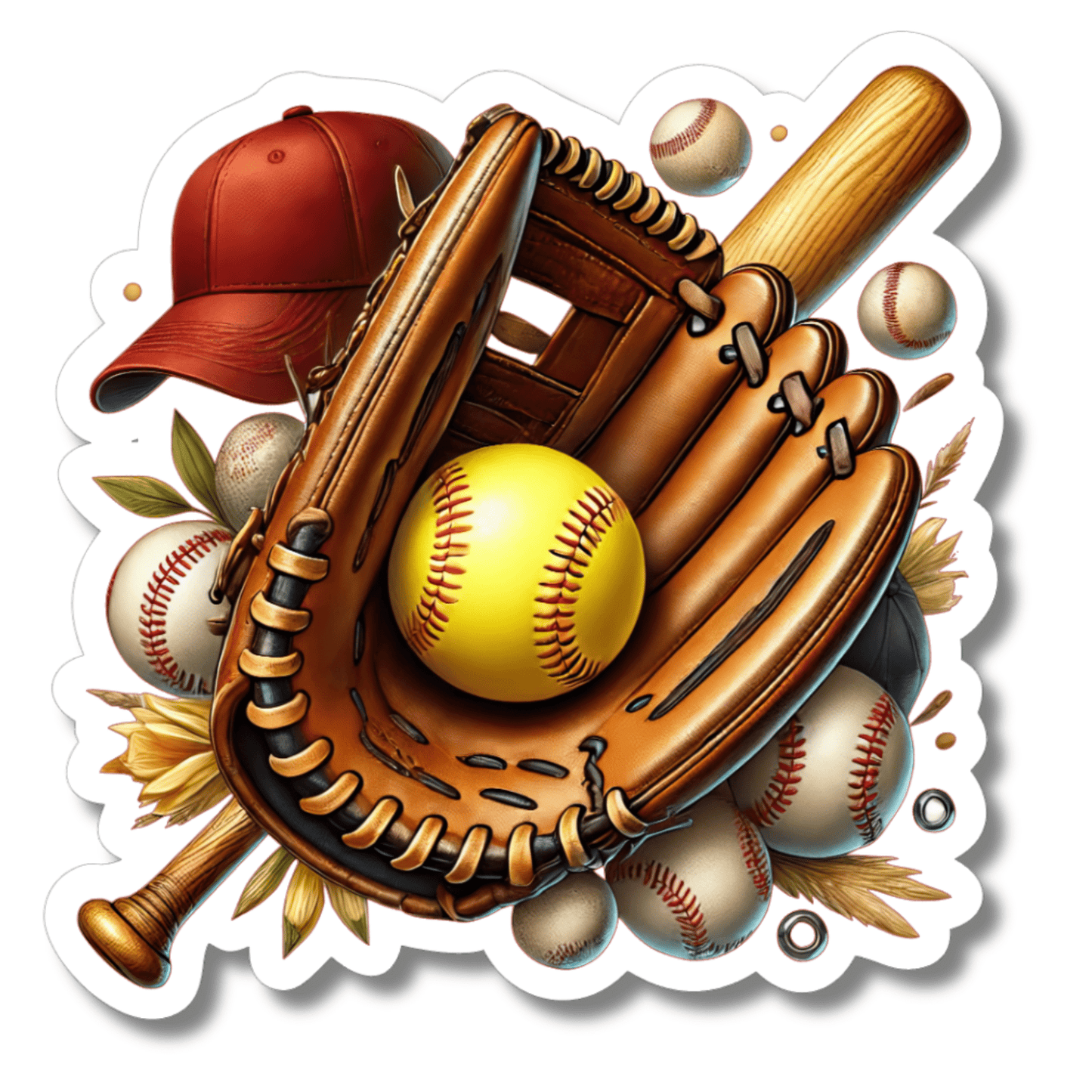 Softball and Glove Sticker Spirit Gear Collective Sticker