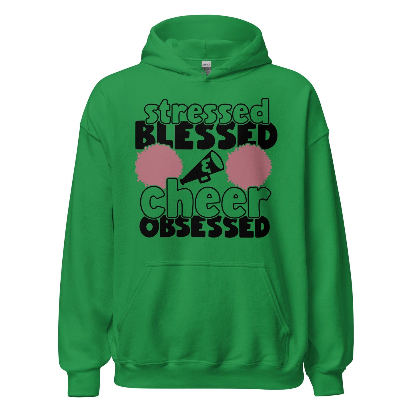 Stressed Blessed and Cheer Obsessed Hoodie Irish Green / S Spirit Gear Collective Hoodie