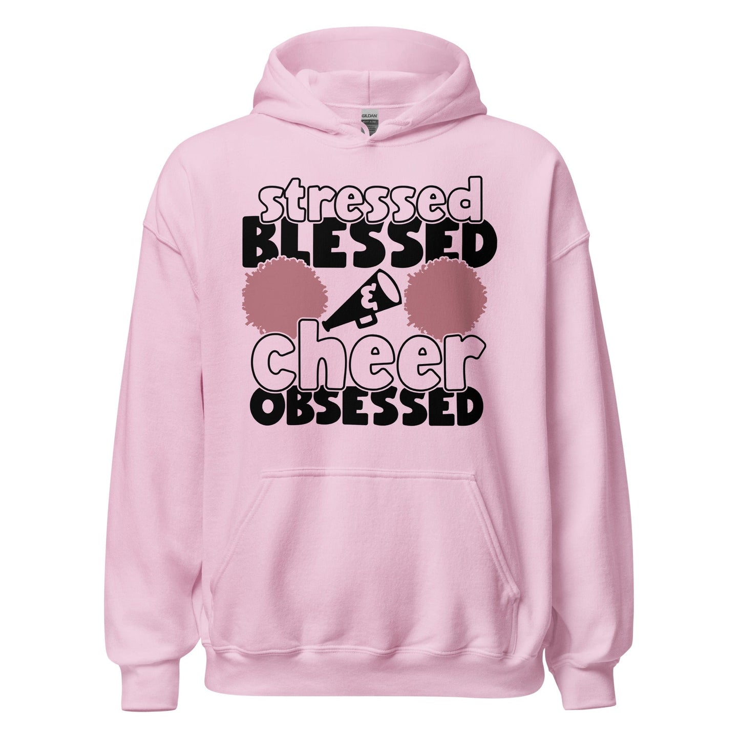 Stressed Blessed and Cheer Obsessed Hoodie Light Pink / S Spirit Gear Collective Hoodie