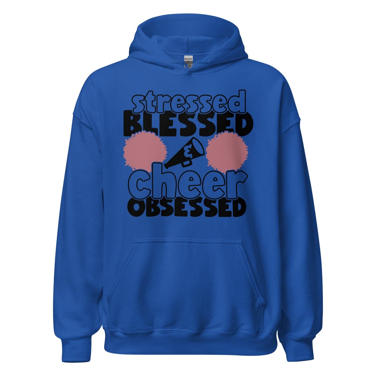 Stressed Blessed and Cheer Obsessed Hoodie Royal / S Spirit Gear Collective Hoodie