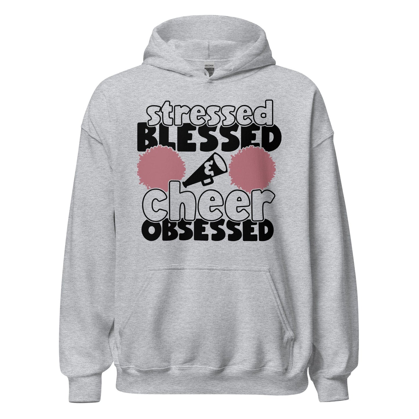 Stressed Blessed and Cheer Obsessed Hoodie Sport Grey / S Spirit Gear Collective Hoodie