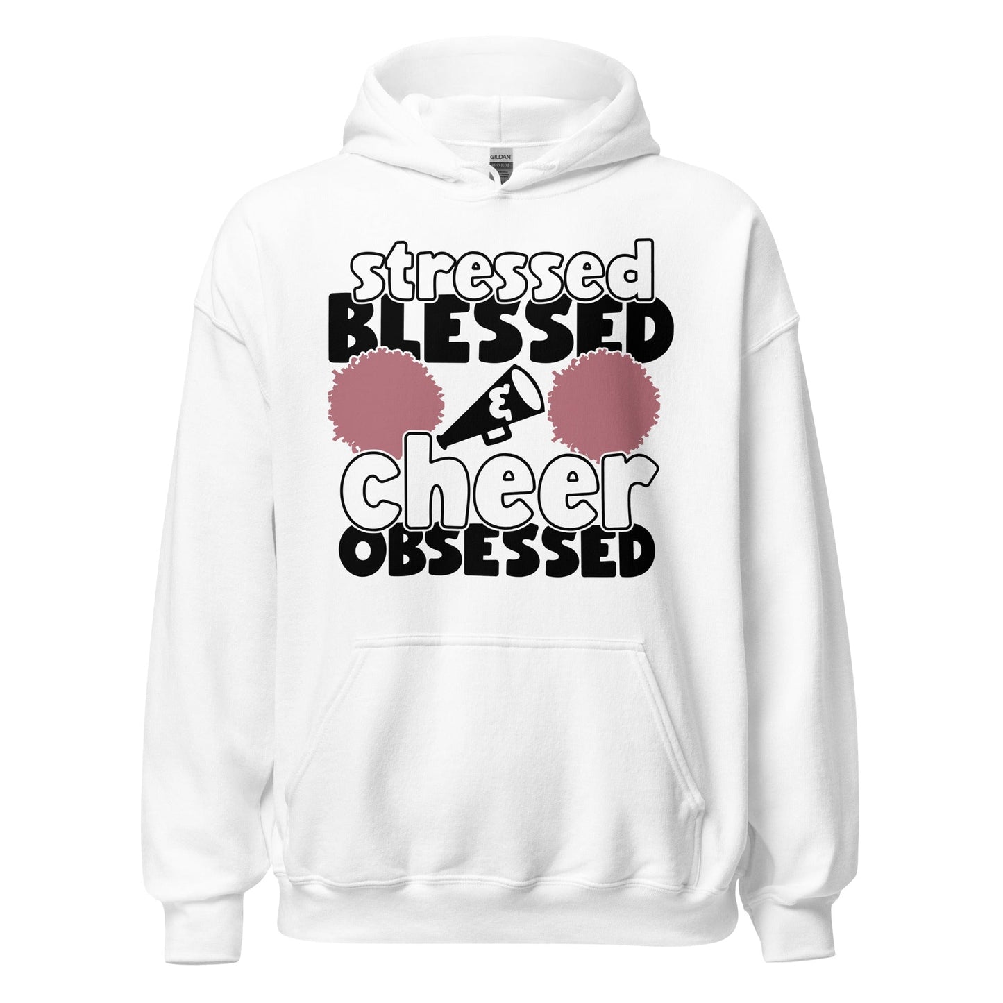 Stressed Blessed and Cheer Obsessed Hoodie White / S Spirit Gear Collective Hoodie