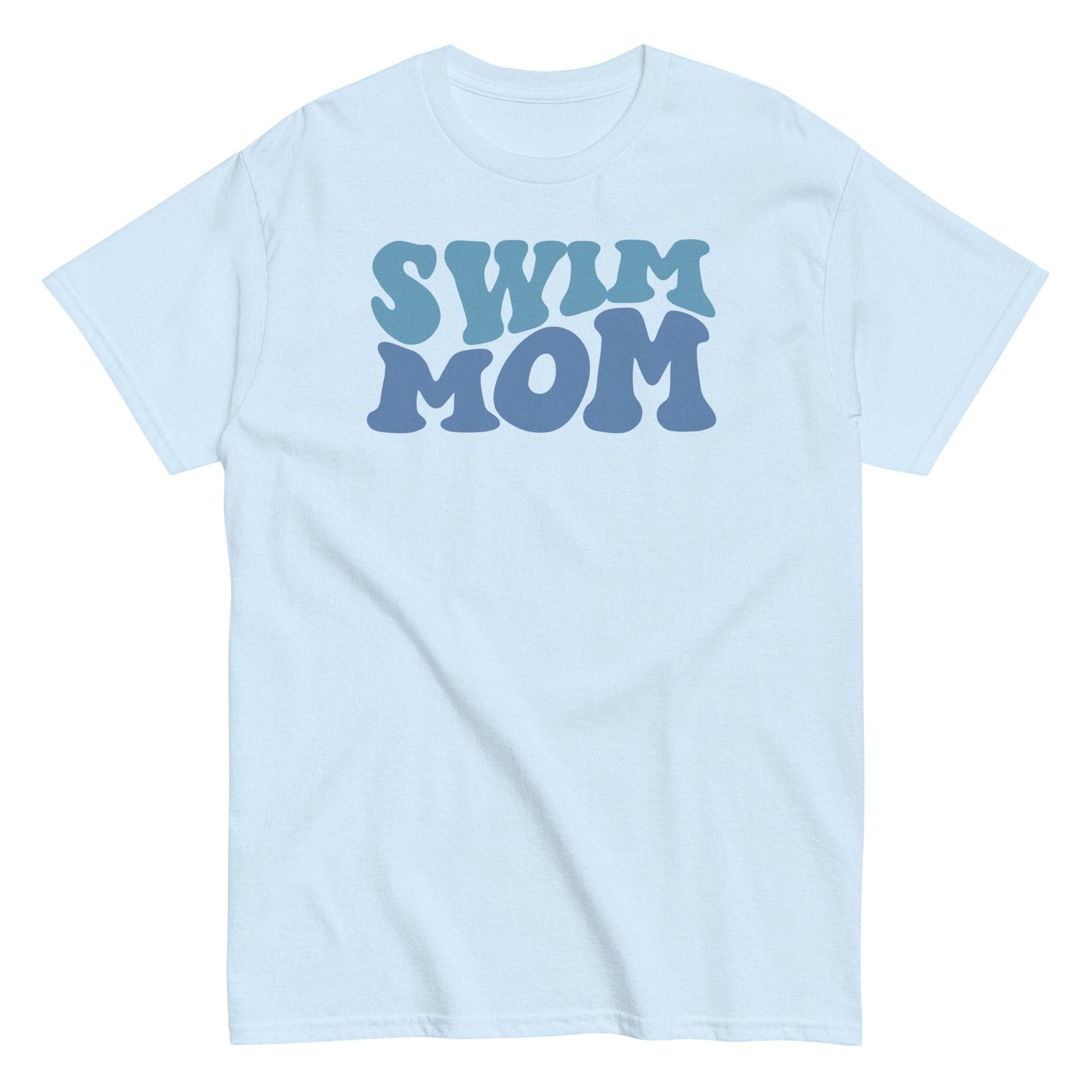 "Swim Mom" Retro Bubble T-Shirt Light Blue / S Spirit Gear Collective T-Shirt