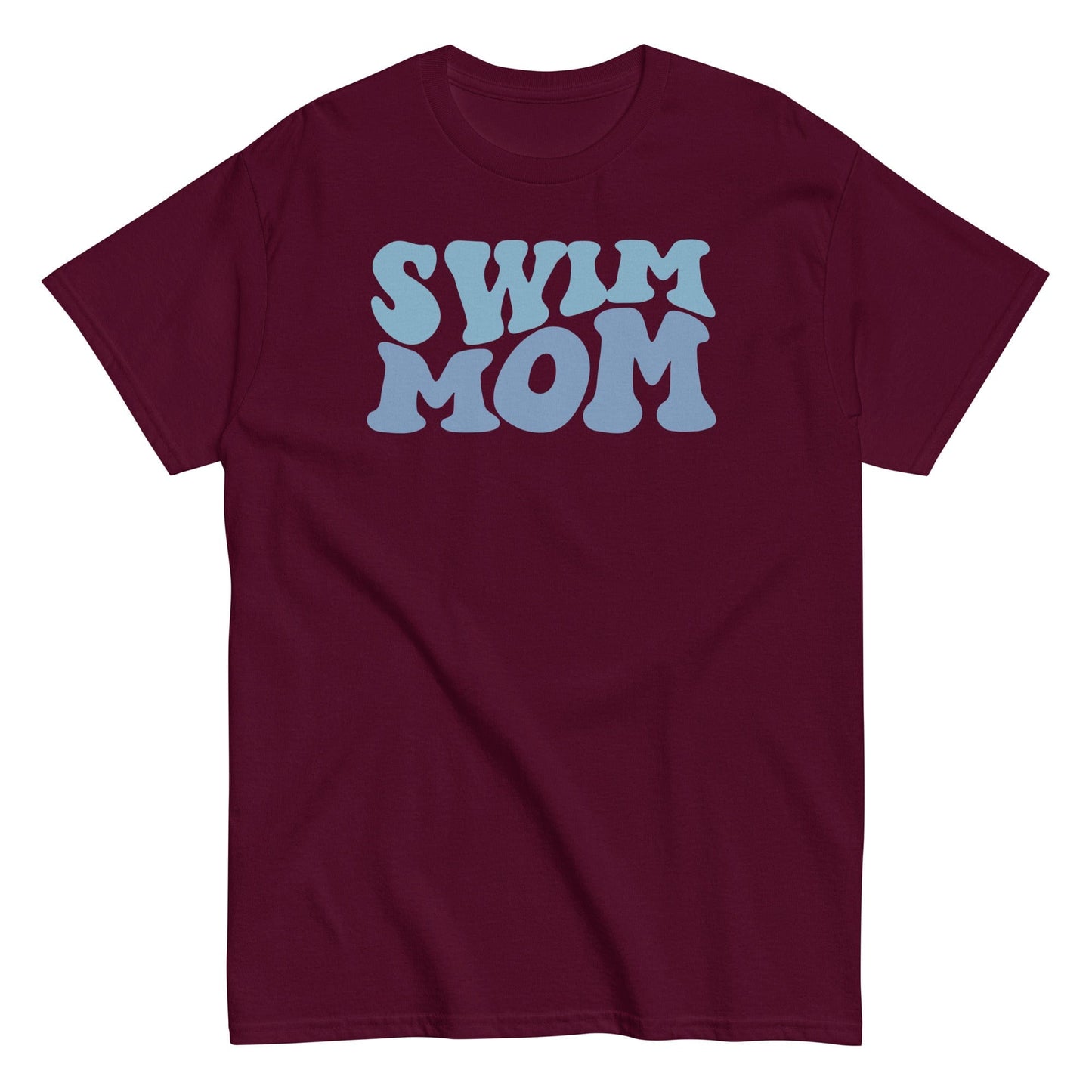 "Swim Mom" Retro Bubble T-Shirt Maroon / S Spirit Gear Collective T-Shirt