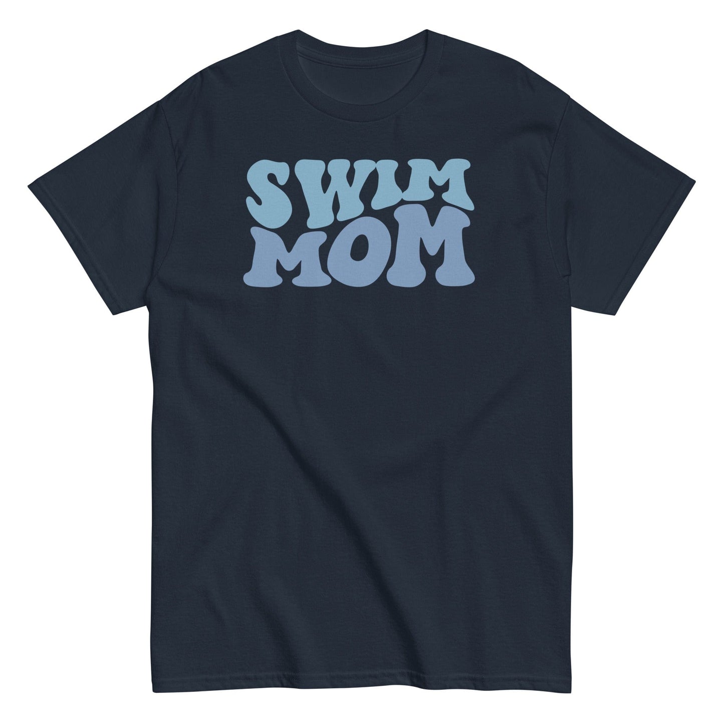 "Swim Mom" Retro Bubble T-Shirt Navy / S Spirit Gear Collective T-Shirt
