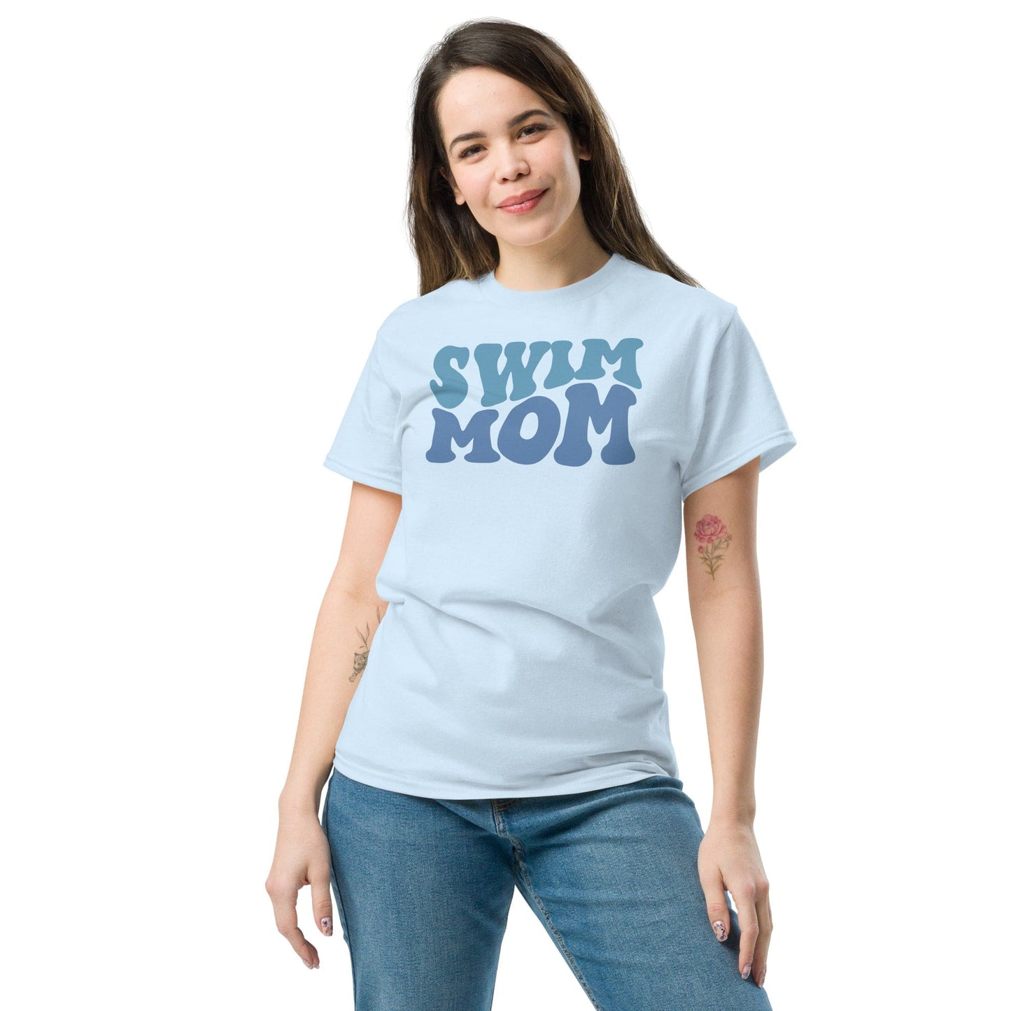 "Swim Mom" Retro Bubble T-Shirt Spirit Gear Collective T-Shirt