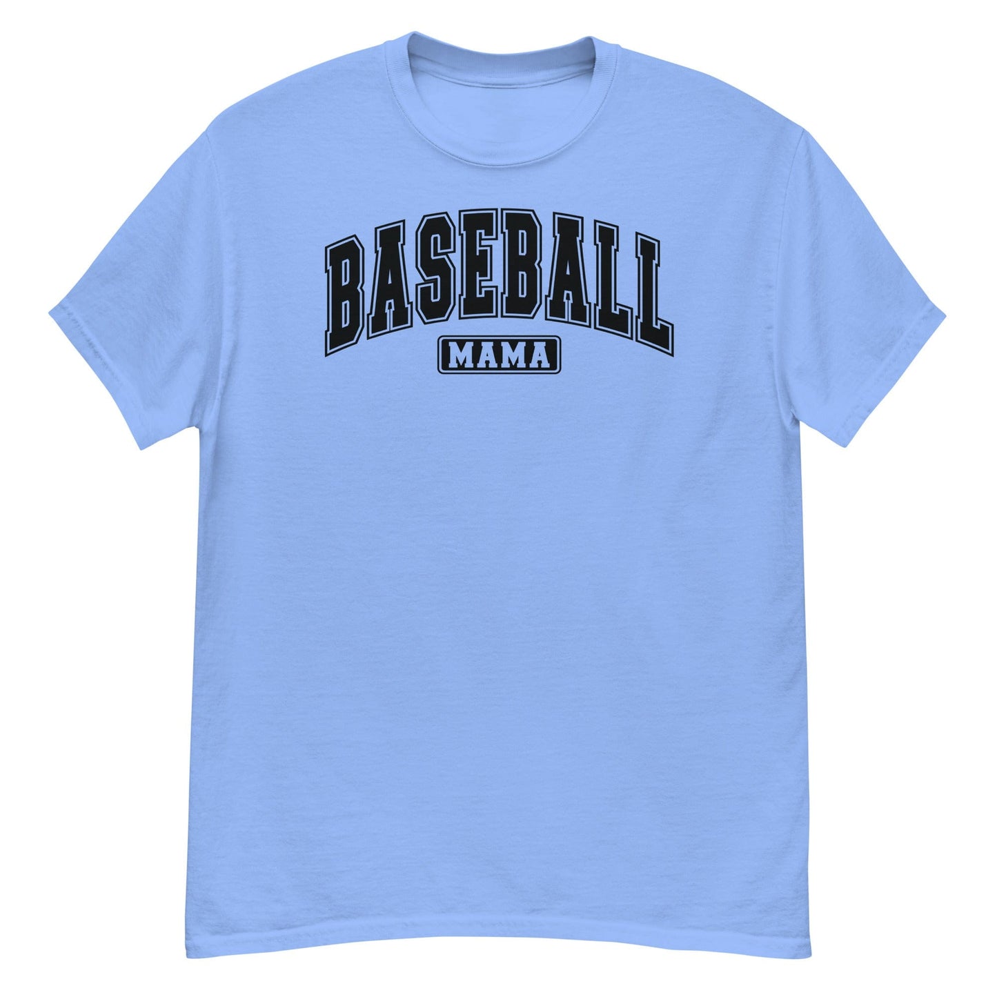 Varsity Style Baseball Mama Shirt - Black Text Carolina Blue / S Spirit Gear Collective T-Shirt